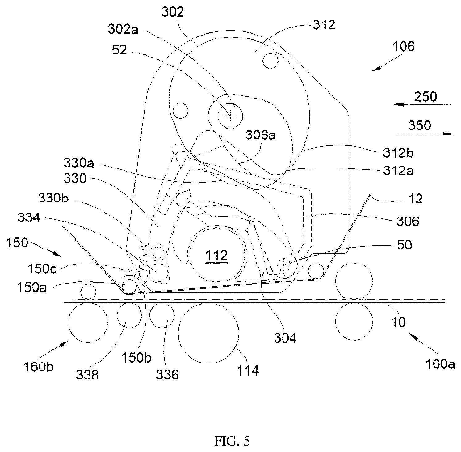 Patent US12552148 Figure 5 – Lamination module for a card processing machine including a system for assisting with peeling of a transfer film