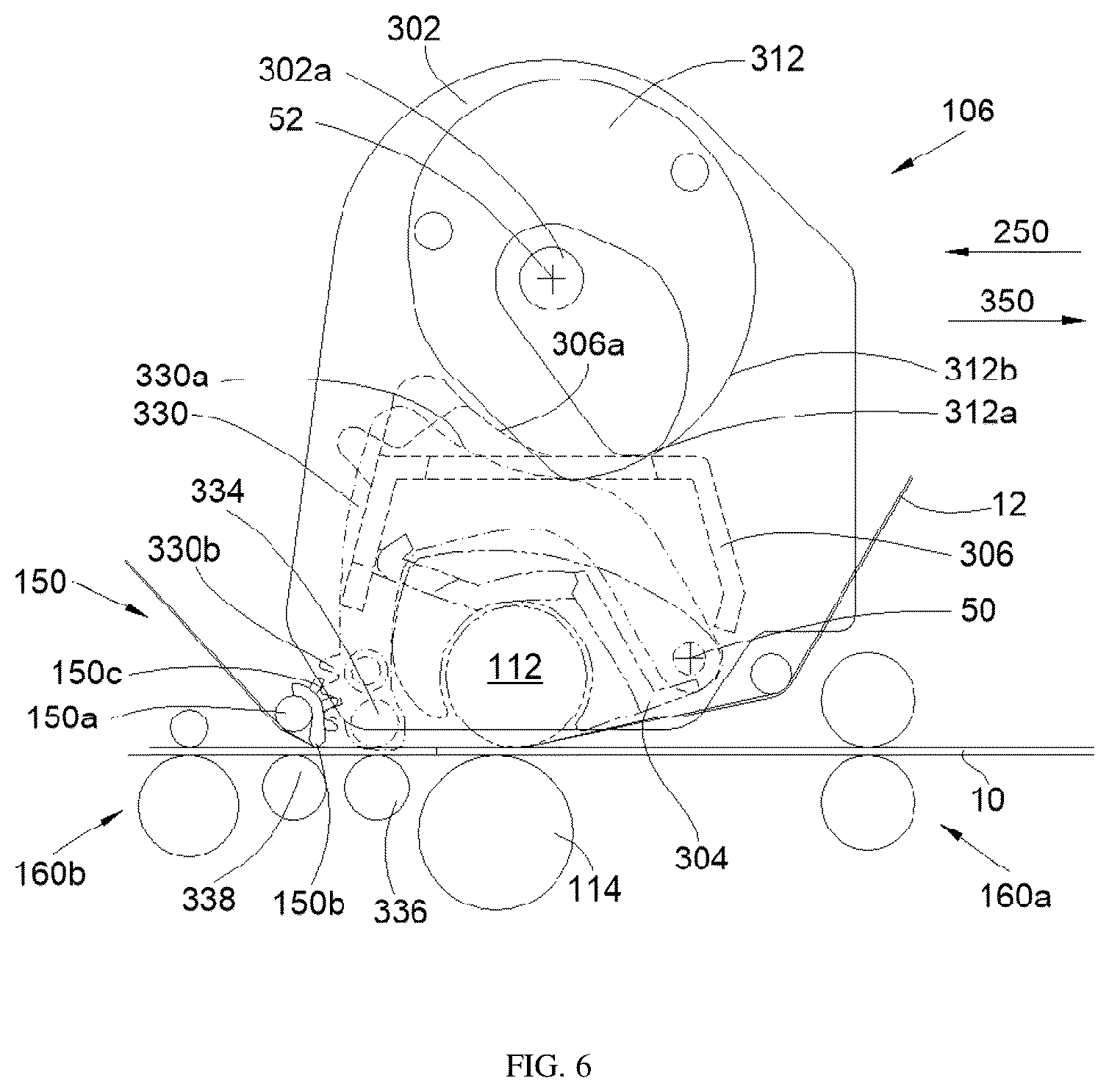 Patent US12552148 Figure 6 – Lamination module for a card processing machine including a system for assisting with peeling of a transfer film