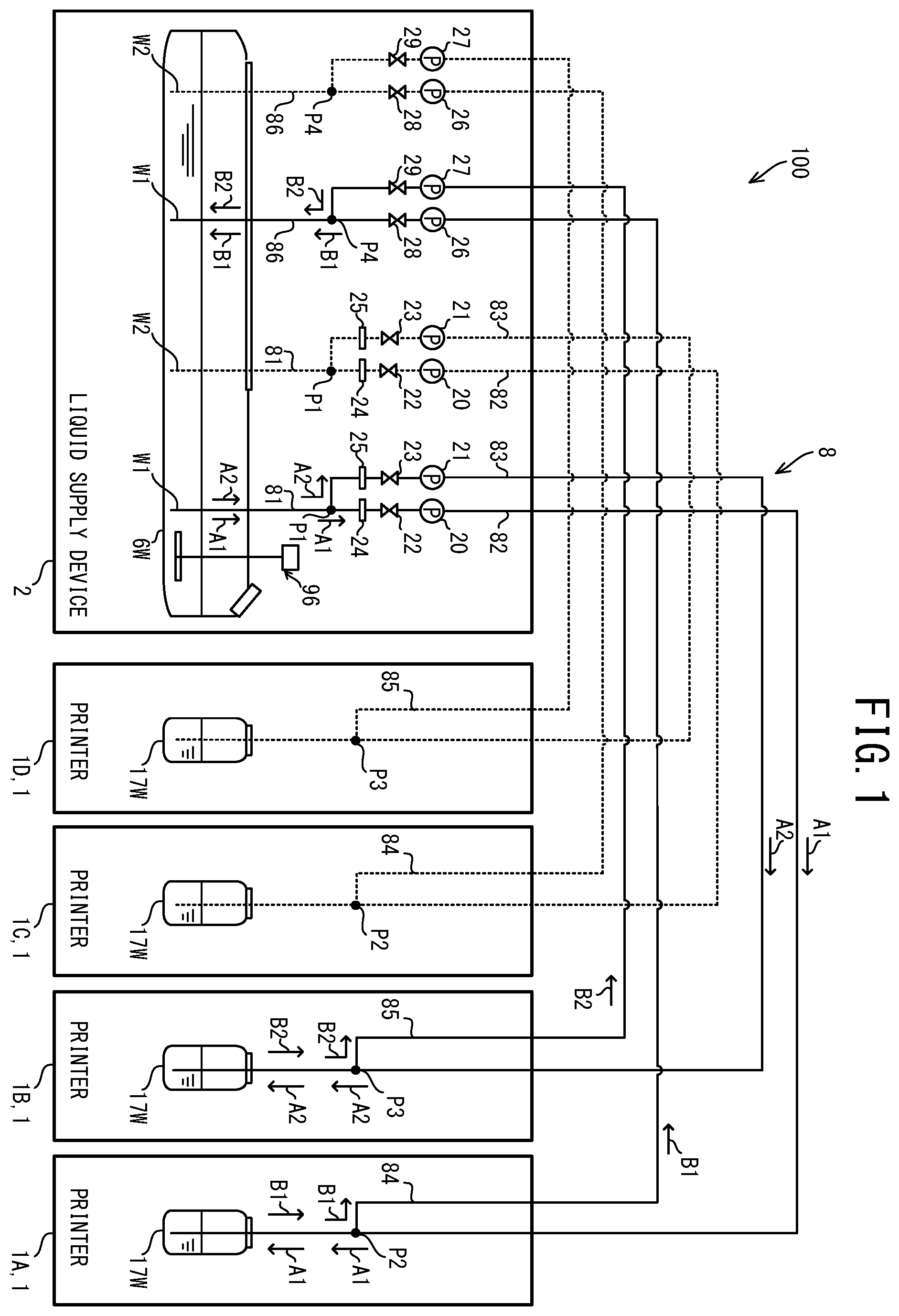 Patent US12552175 Figure 1 – Liquid supply system, control method, non-transitory computer-readable medium storing computer-readable instructions, and liquid supply device