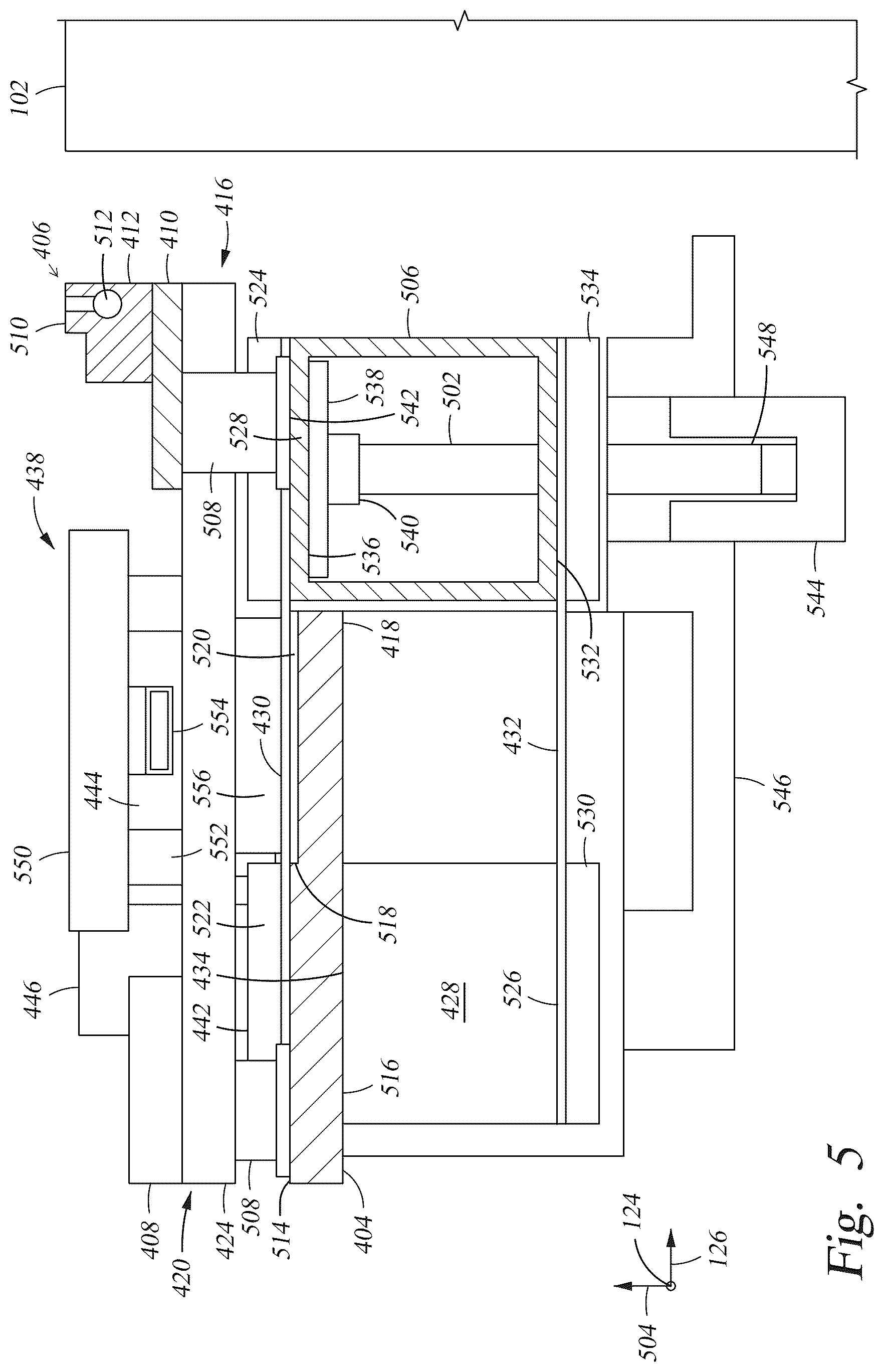 Patent US12552183 Figure 5 – Inkjet printer with substrate height position control