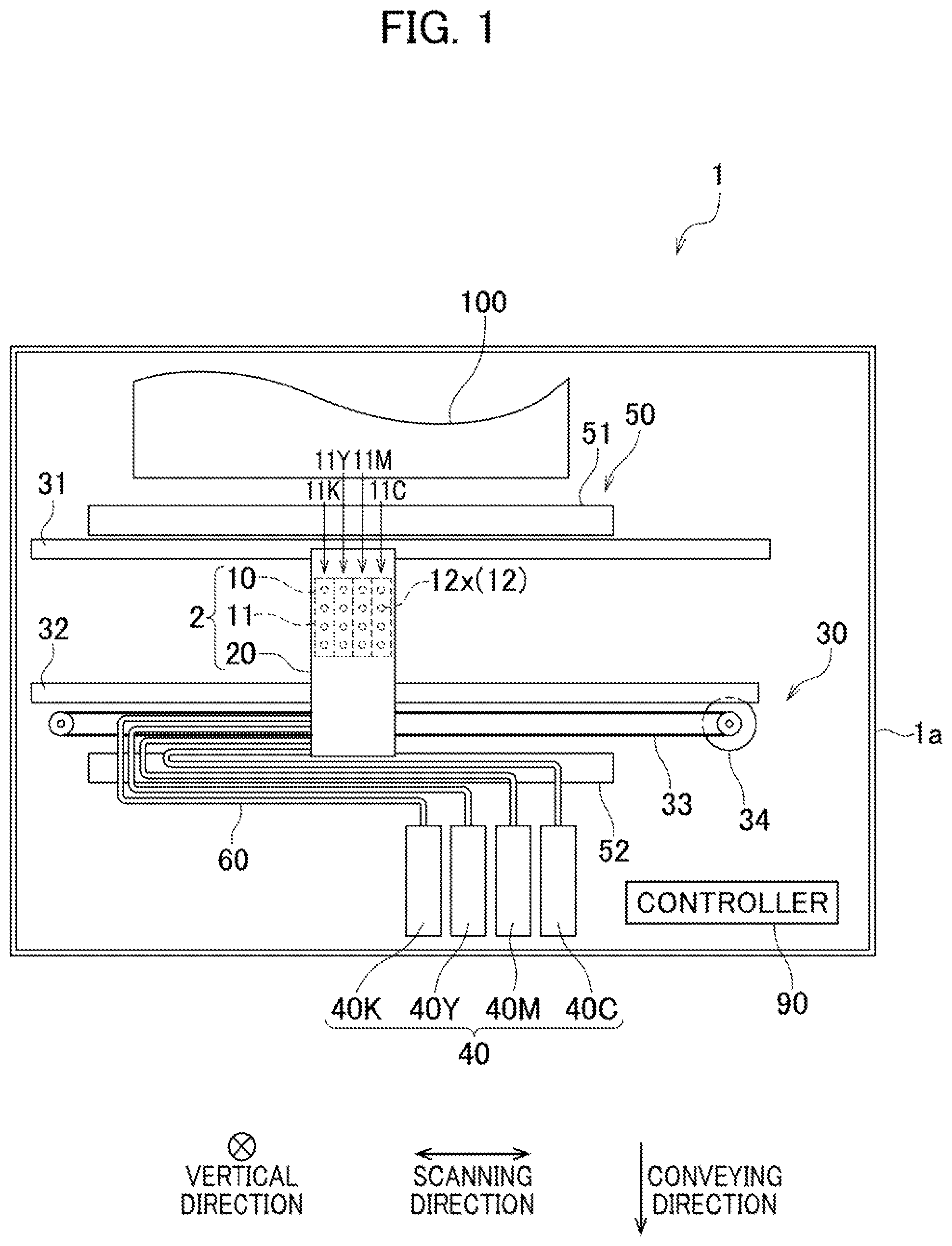 Patent US12552187 Figure 1 – Liquid ejecting device switchable between first state in which two terminals are separated from each other and second state in which two terminals are in contact with each other
