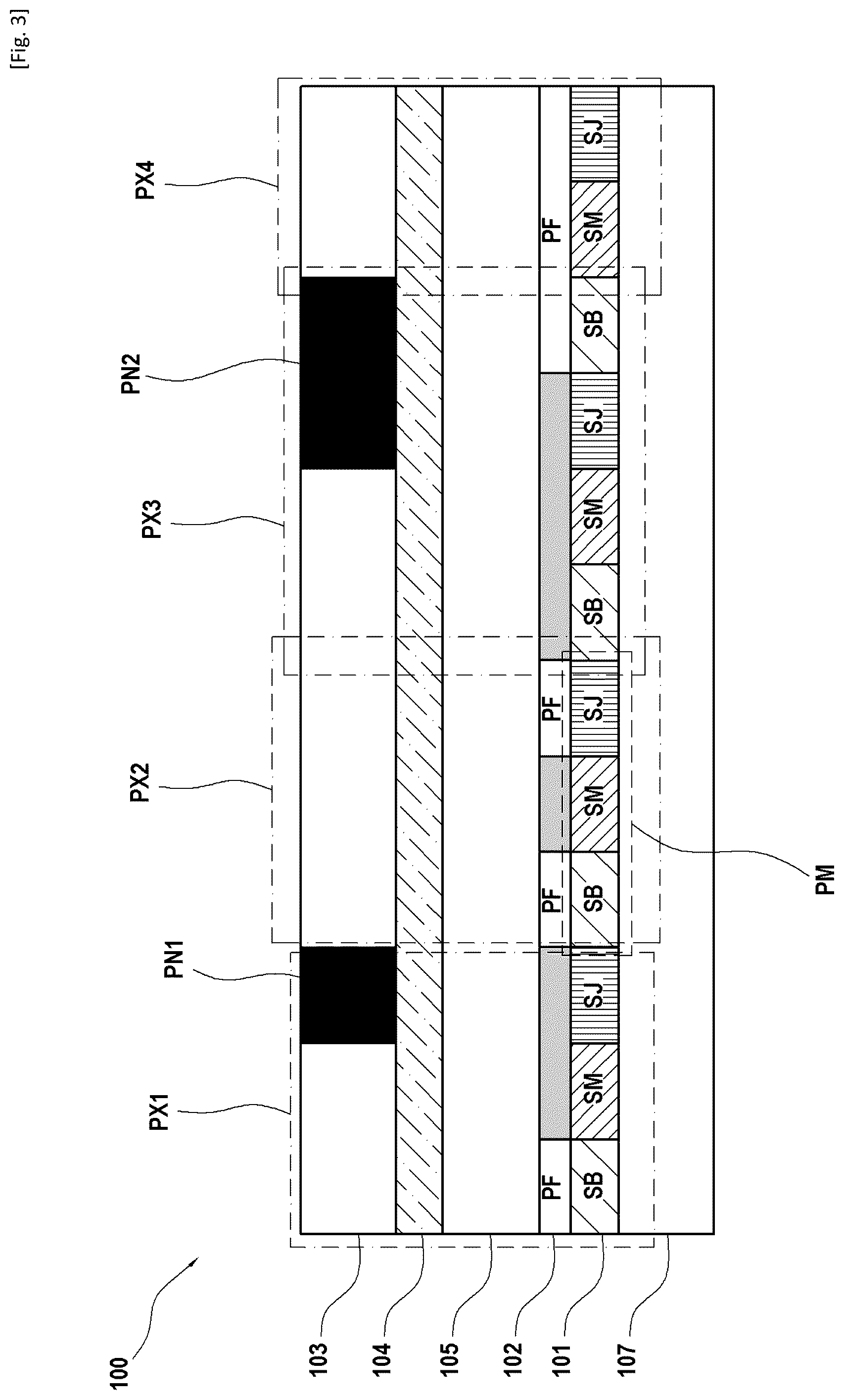 Patent US12552194 Figure 3 – Security document comprising a perforated opaque layer with a white appearance above a matrix of coloured sub-pixels