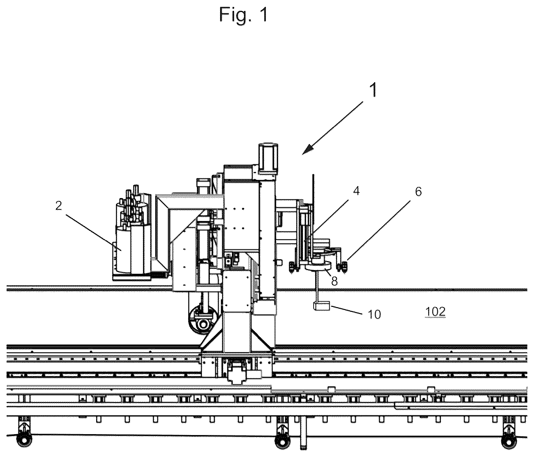 Patent US12552196 Figure 1 – Method and apparatus for producing engineered stone slabs
