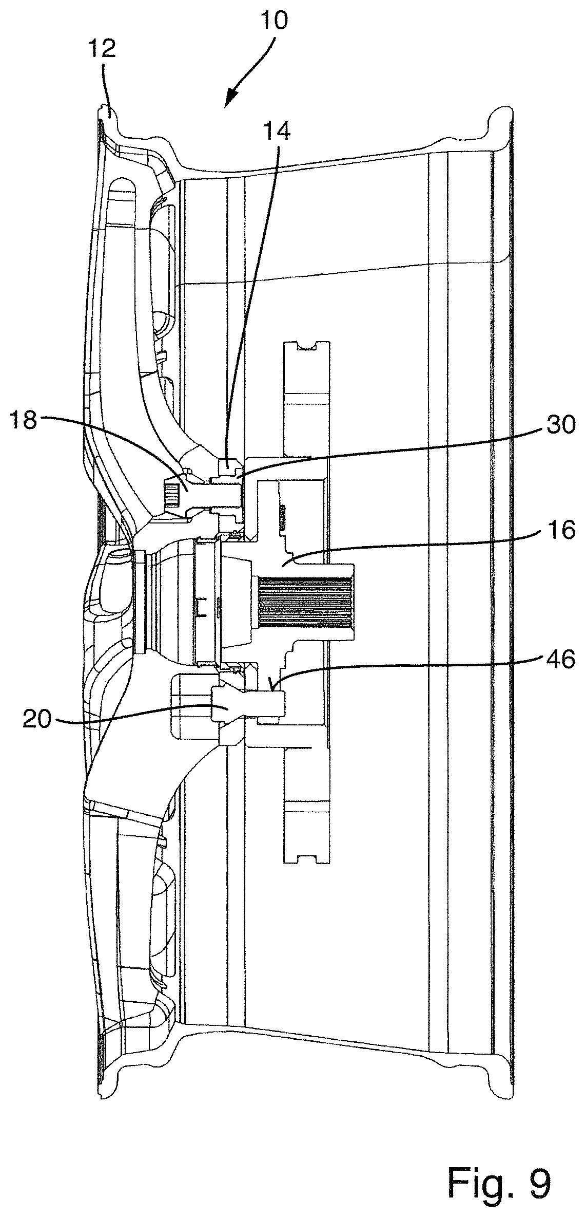 Patent US12552197 Figure 8 – Wheel system with an adapter disc