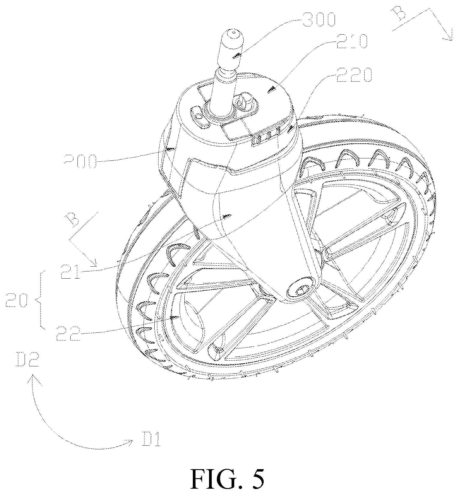 Patent US12552199 Figure 5 – Wheel connecting structure and baby carrier