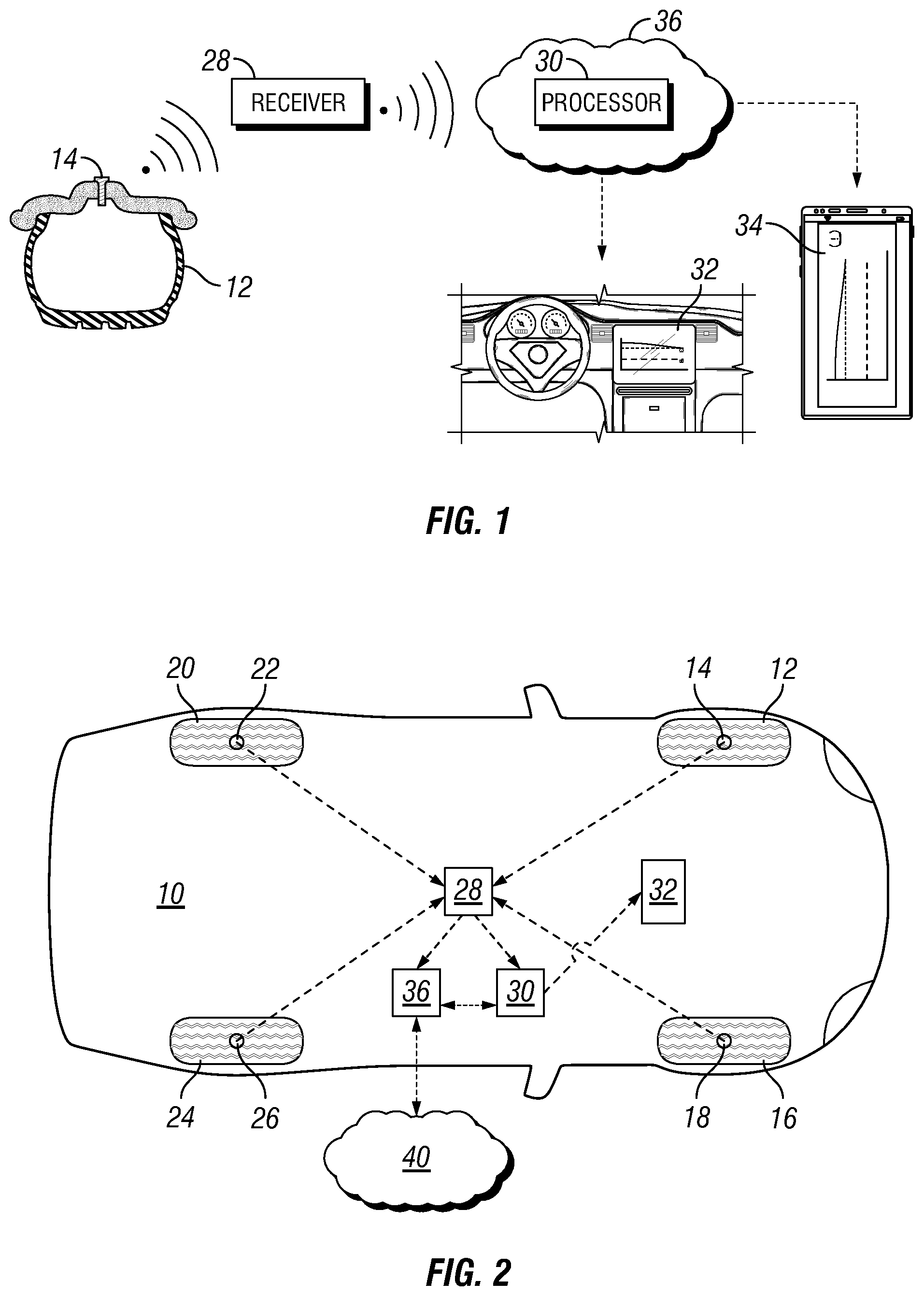 Patent US12552206 Figure 1 – Slow leak detection system for vehicle tires