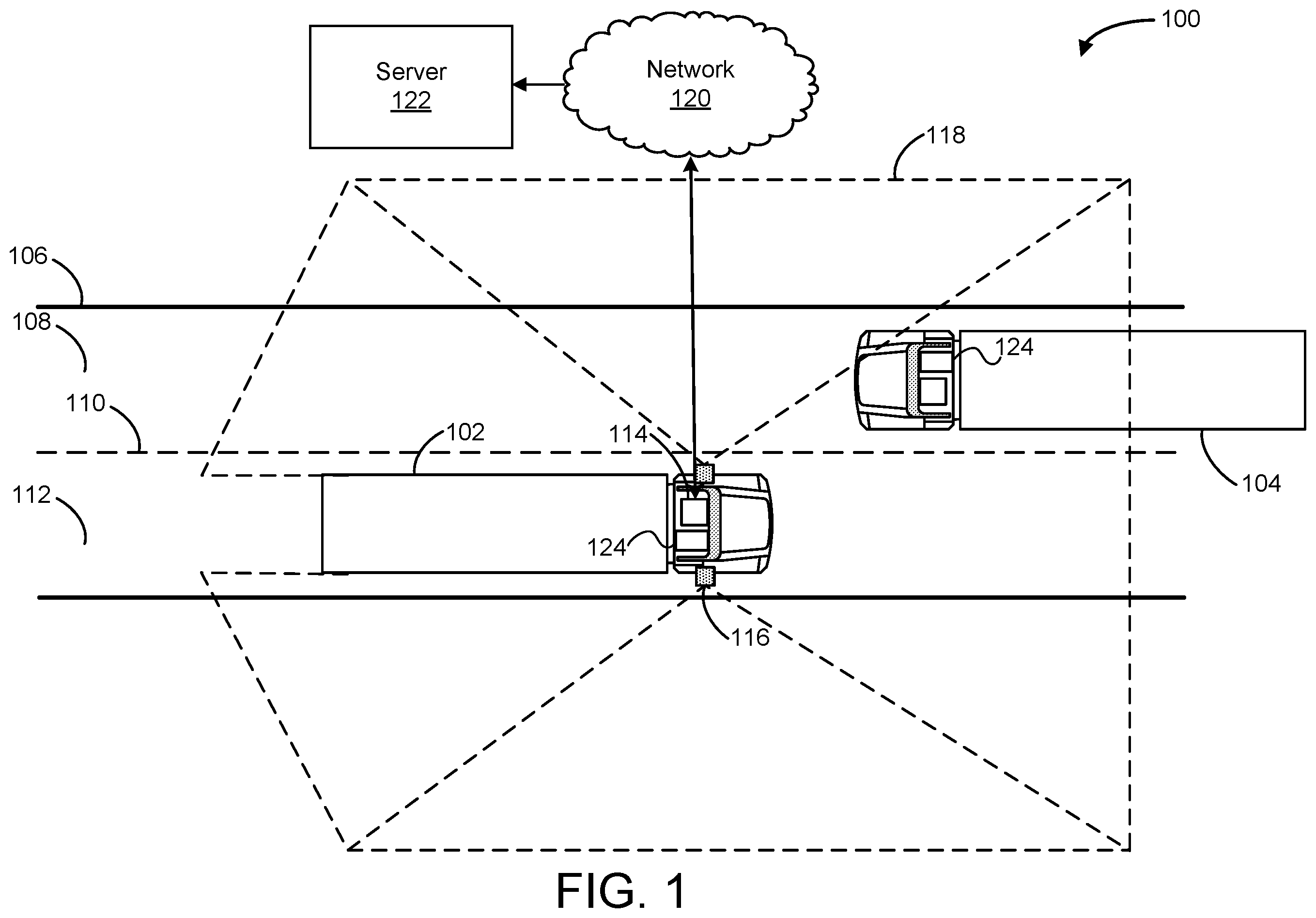 Patent US12552209 Figure 1 – Systems and methods of monitoring and control for trailer dynamics