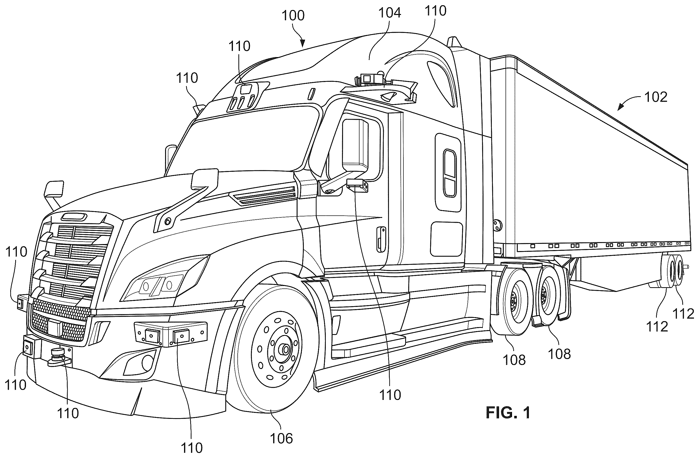 Patent US12552214 Figure 1 – Vehicle air spring system and methods for controlling vehicle stability using air springs