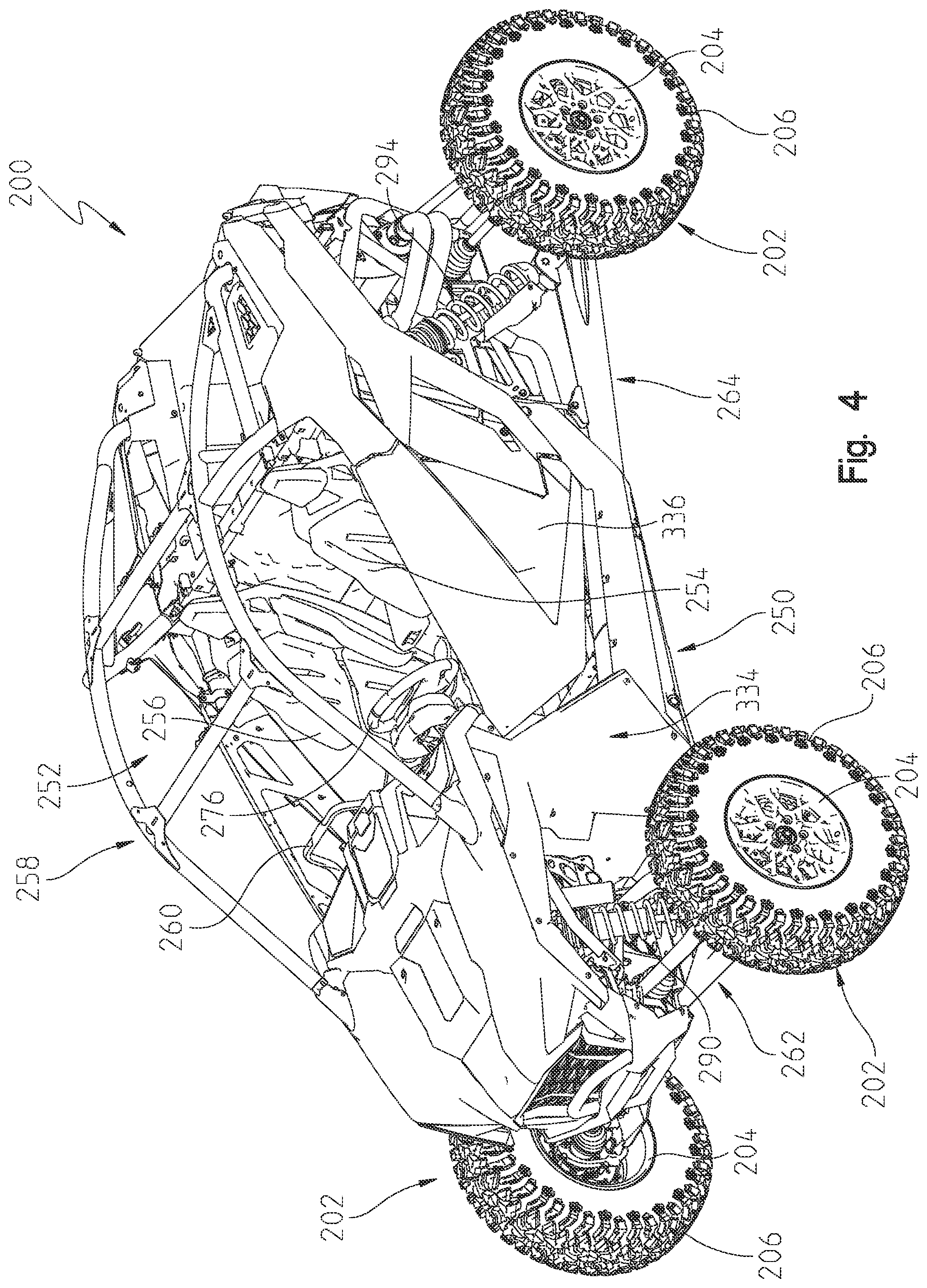 Patent US12552215 Figure 4 – Adjustable suspensions and vehicle operation for off-road recreational vehicles