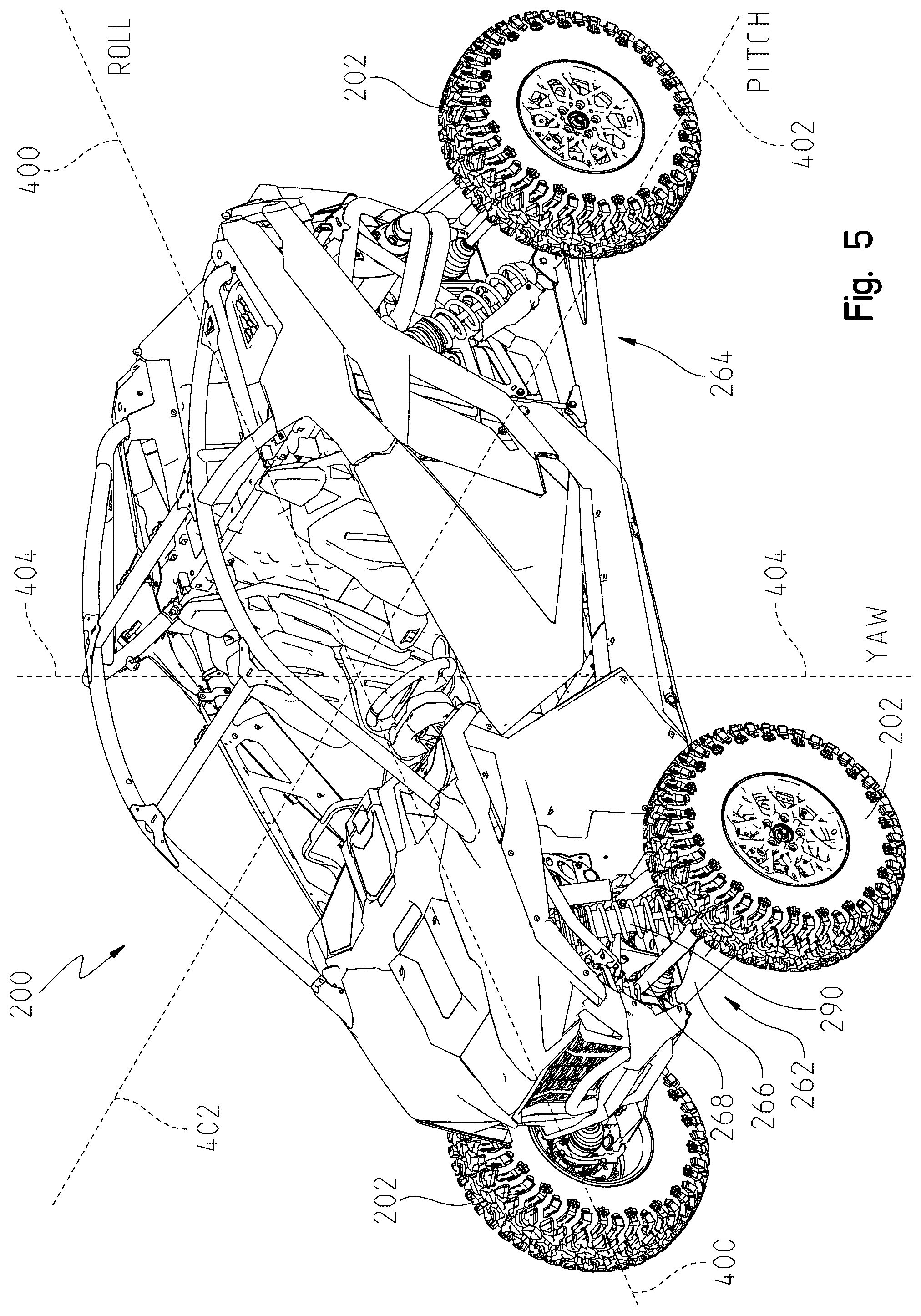 Patent US12552215 Figure 5 – Adjustable suspensions and vehicle operation for off-road recreational vehicles