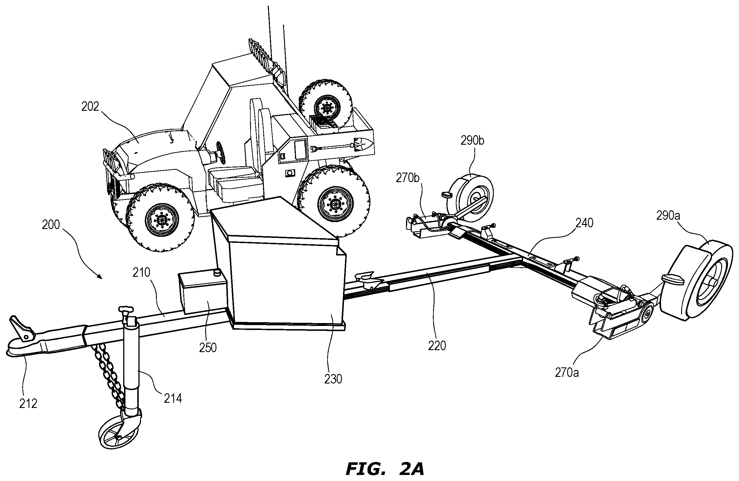 Patent US12552216 Figure 2 – Adjustable height single axle trailer