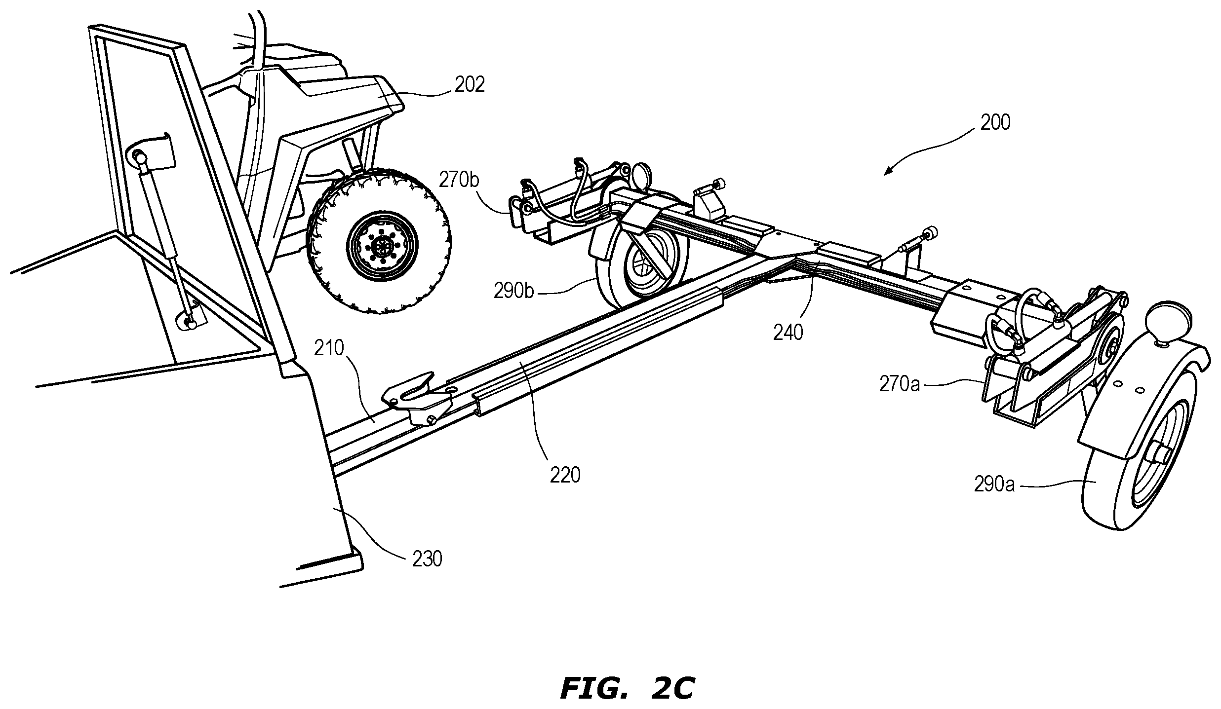 Patent US12552216 Figure 4 – Adjustable height single axle trailer