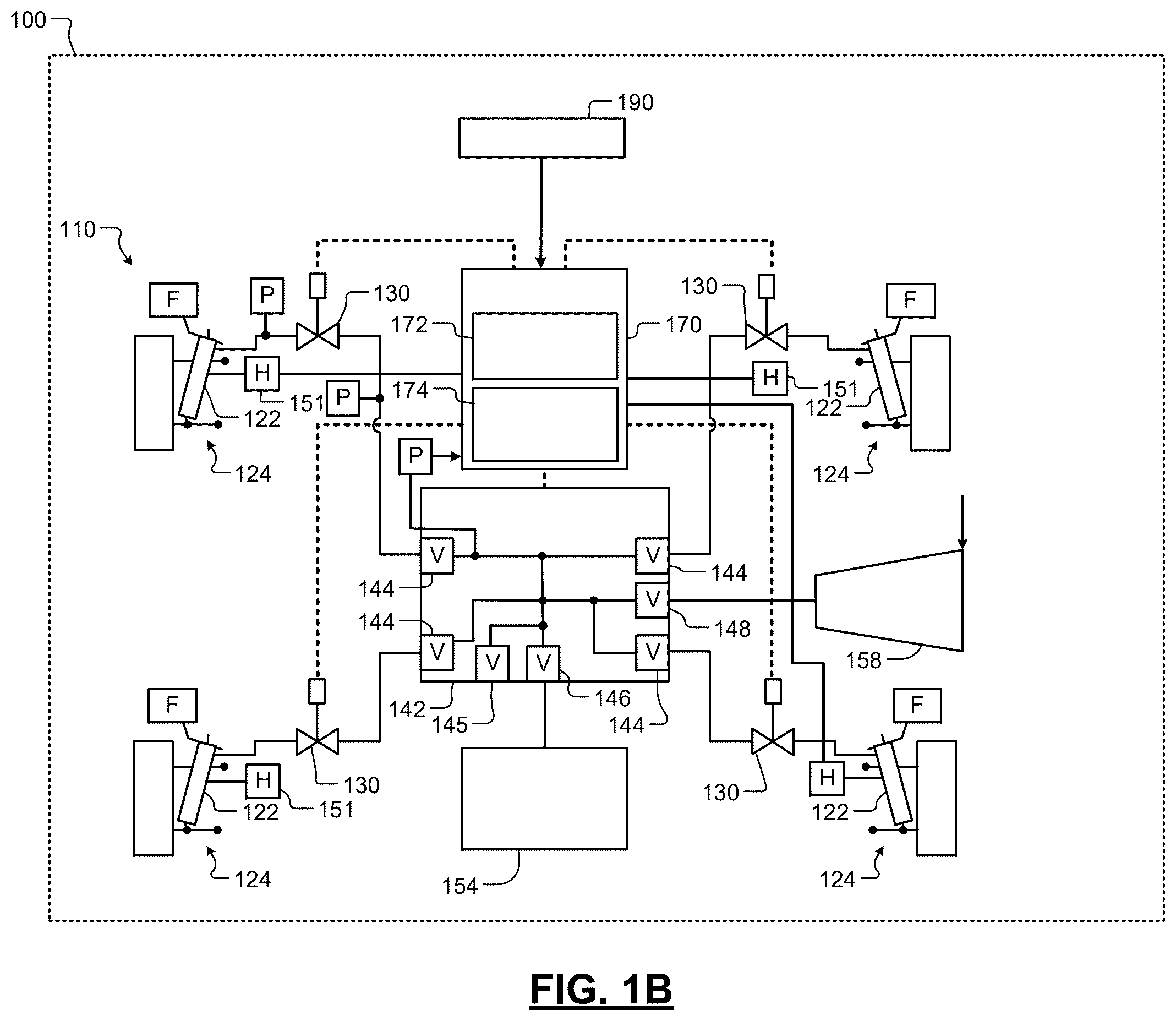 Patent US12552218 Figure 2 – Air spring suspension system with variable flow valves