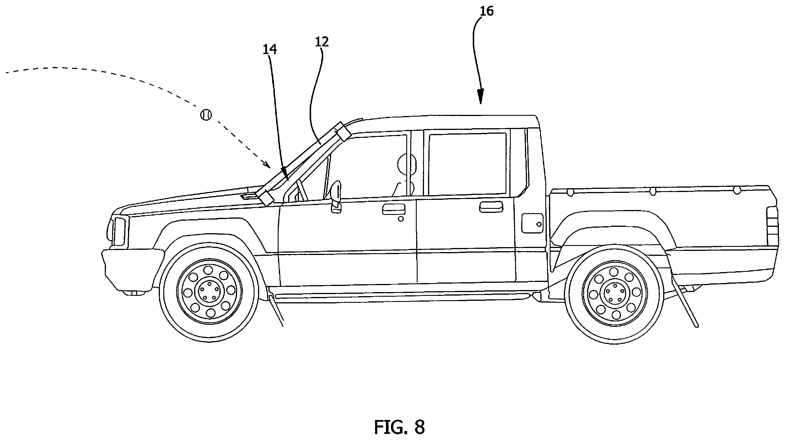 Patent US12552231 Figure 8 – Windshield protection cushion device