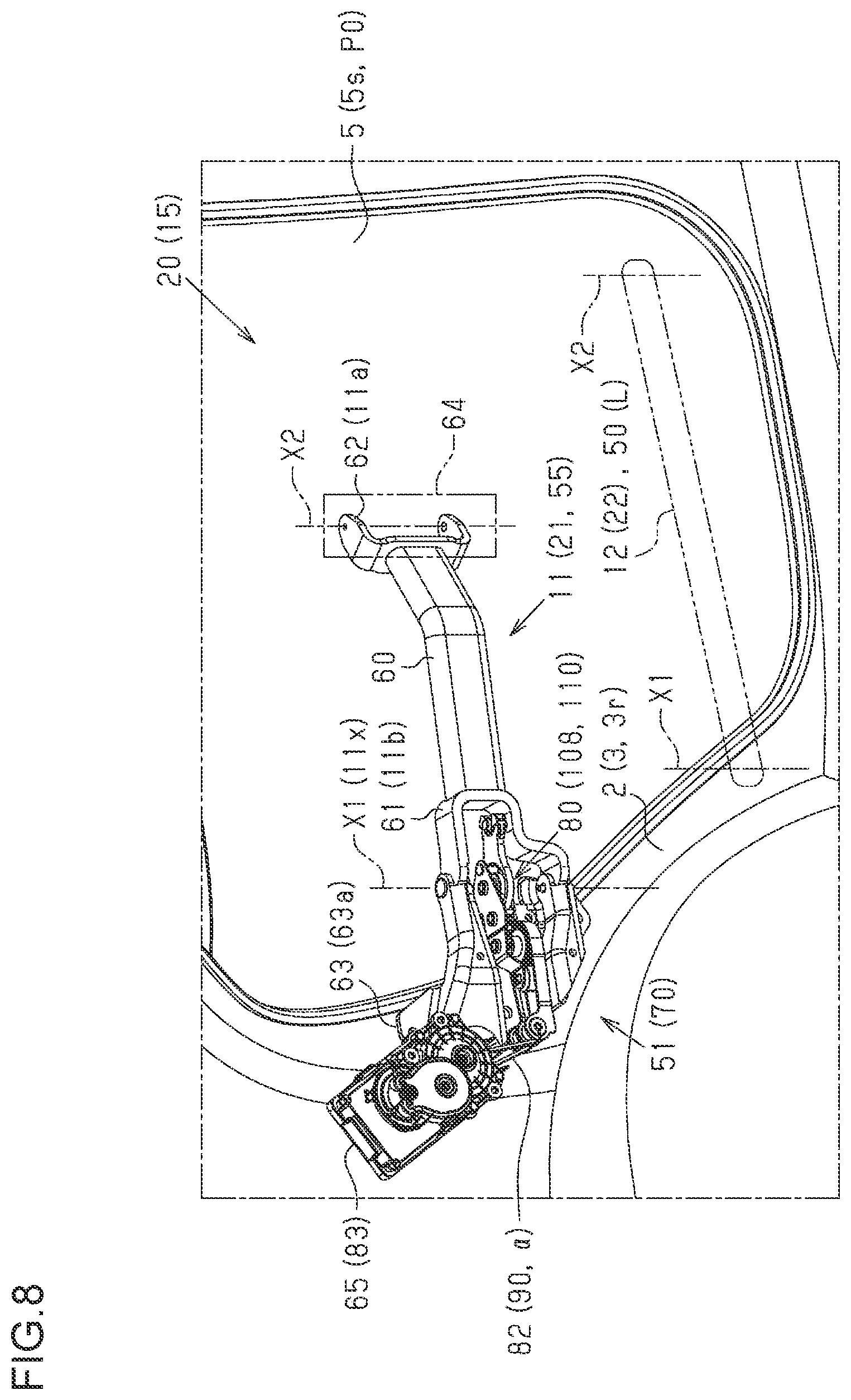 Patent US12552232 Figure 7 – Vehicle door device