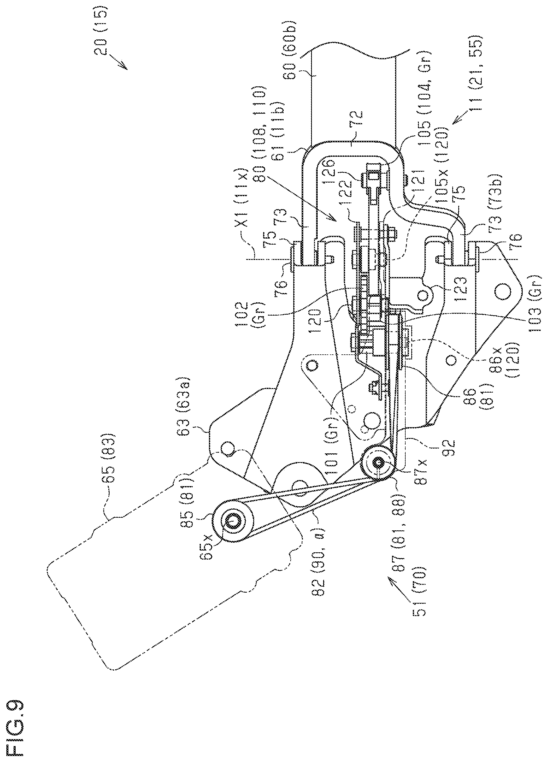 Patent US12552232 Figure 8 – Vehicle door device