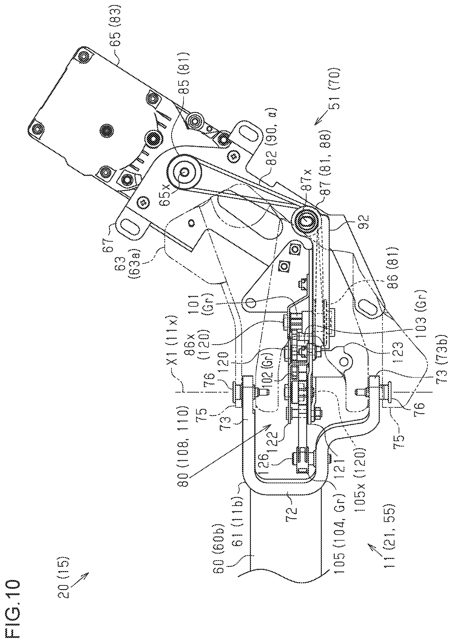Patent US12552232 Figure 9 – Vehicle door device