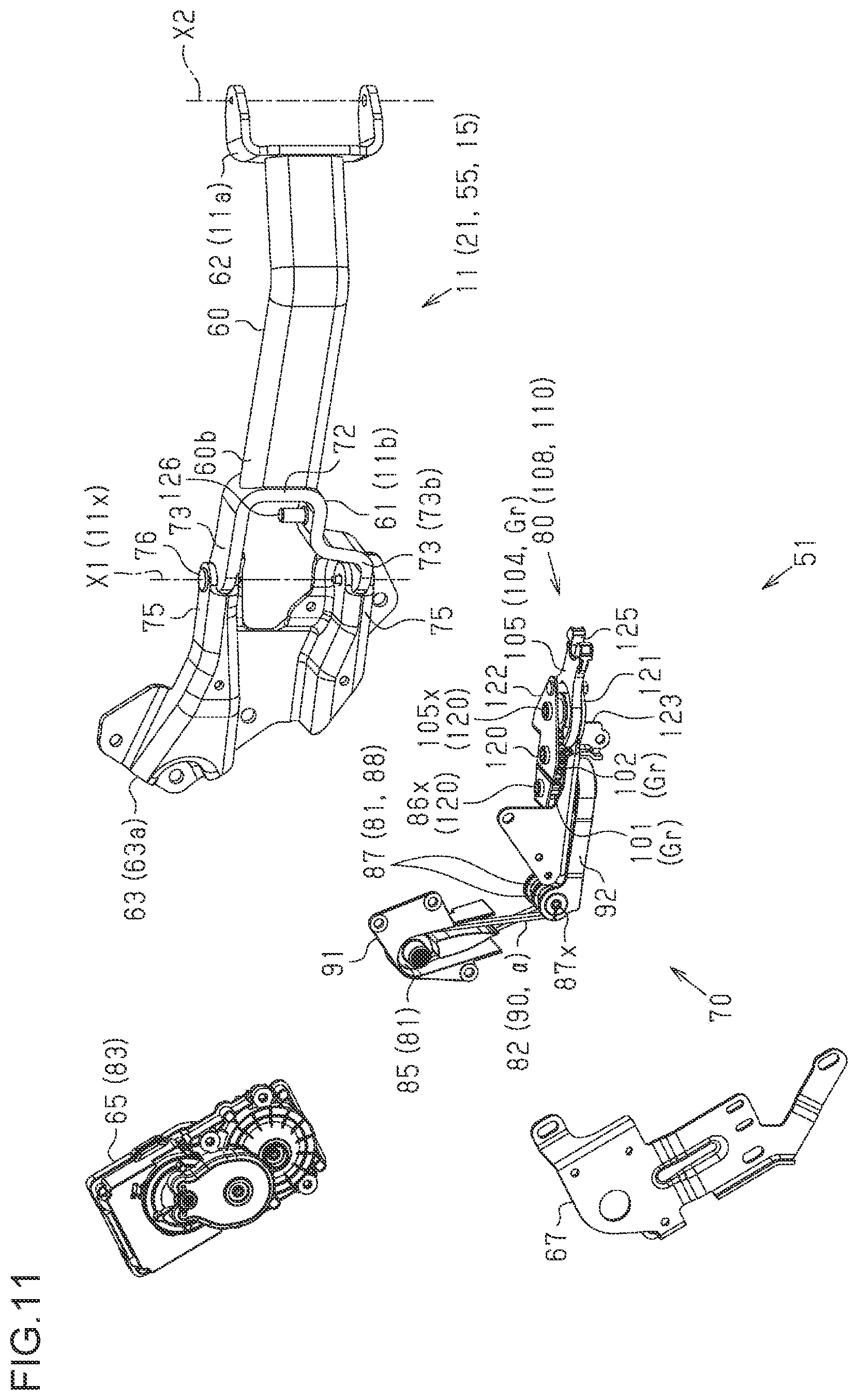 Patent US12552232 Figure 10 – Vehicle door device