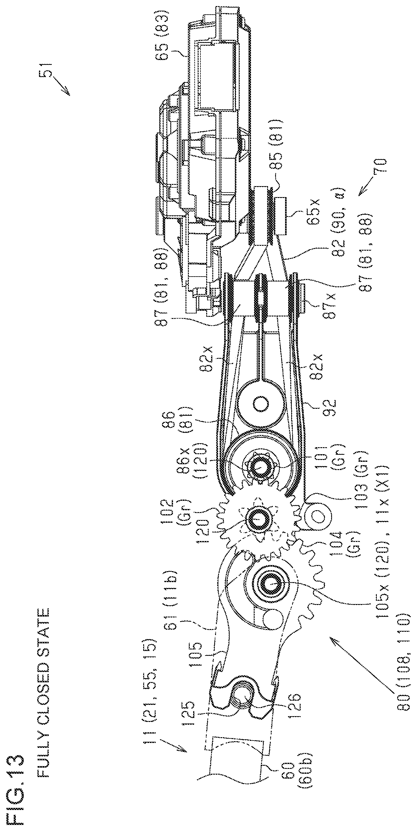 Patent US12552232 Figure 12 – Vehicle door device