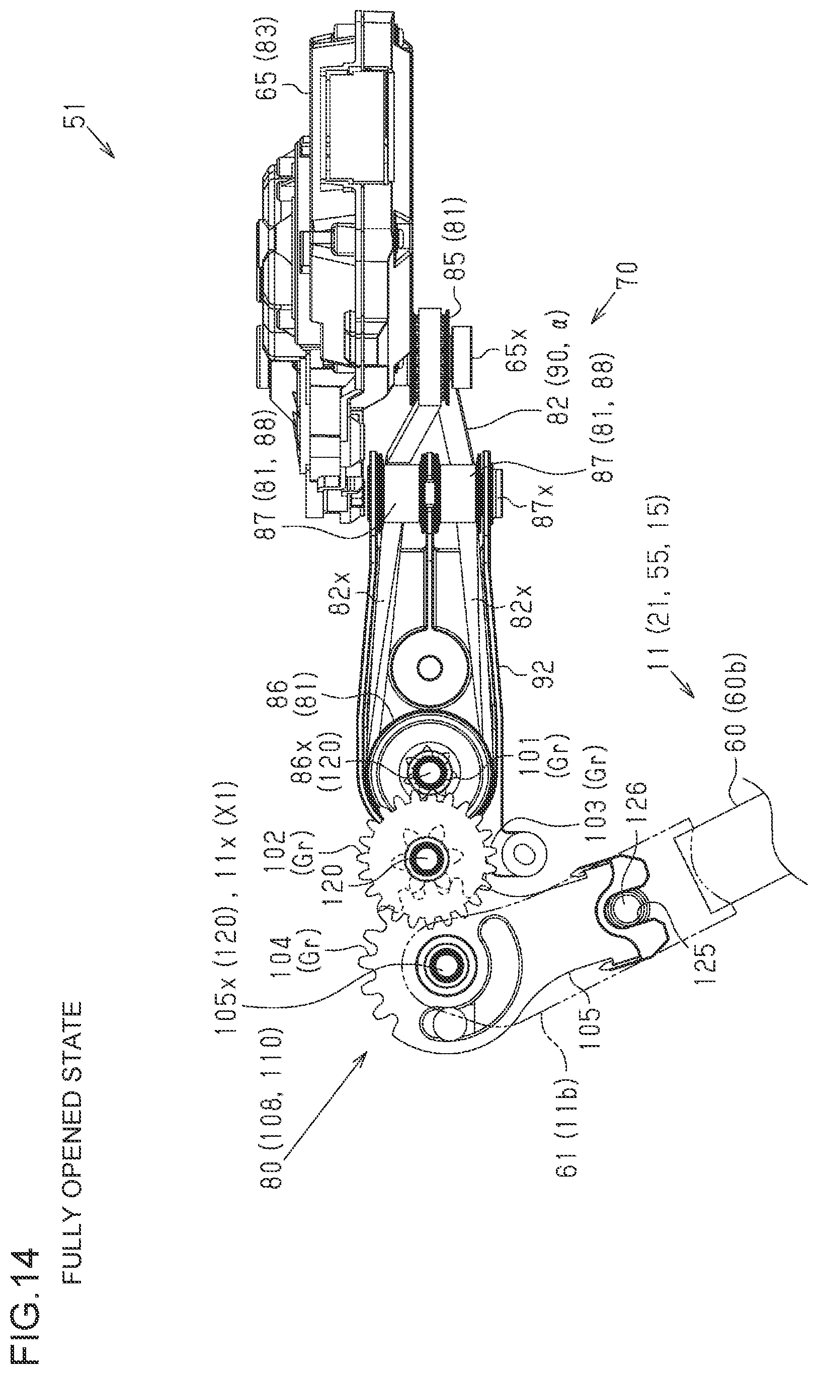 Patent US12552232 Figure 13 – Vehicle door device