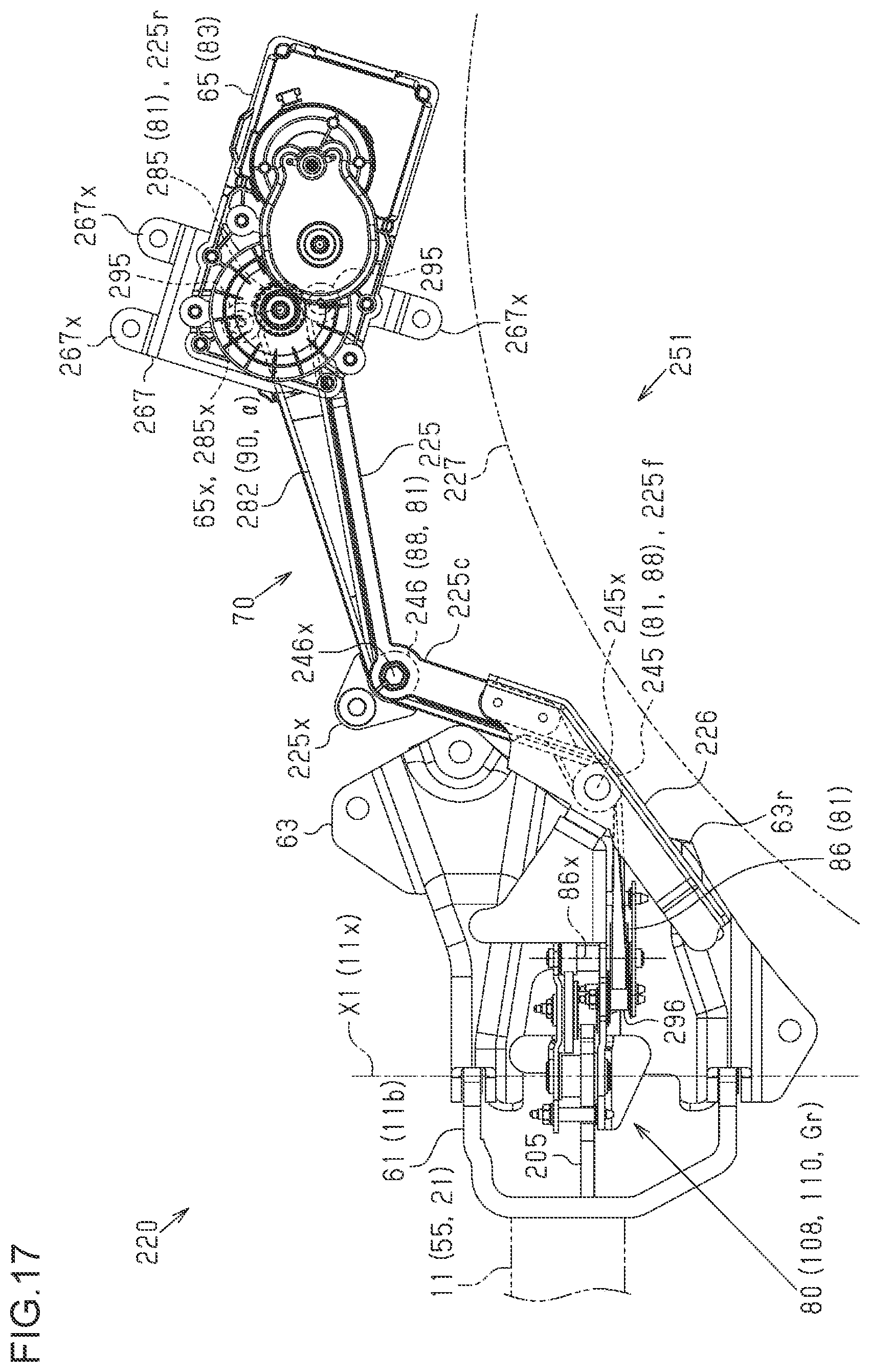 Patent US12552232 Figure 16 – Vehicle door device