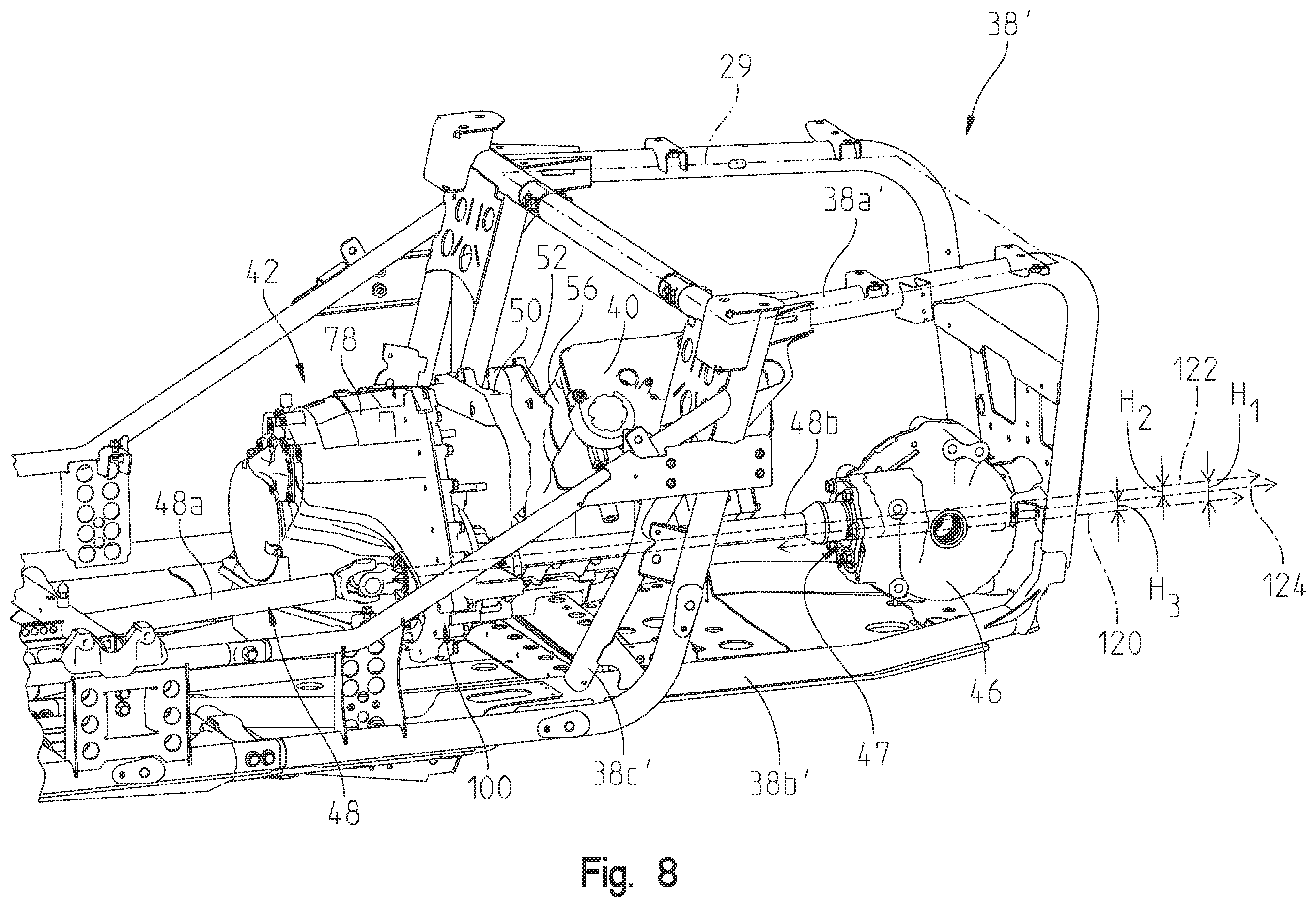 Patent US12552238 Figure 16 – Powertrain for a utility vehicle