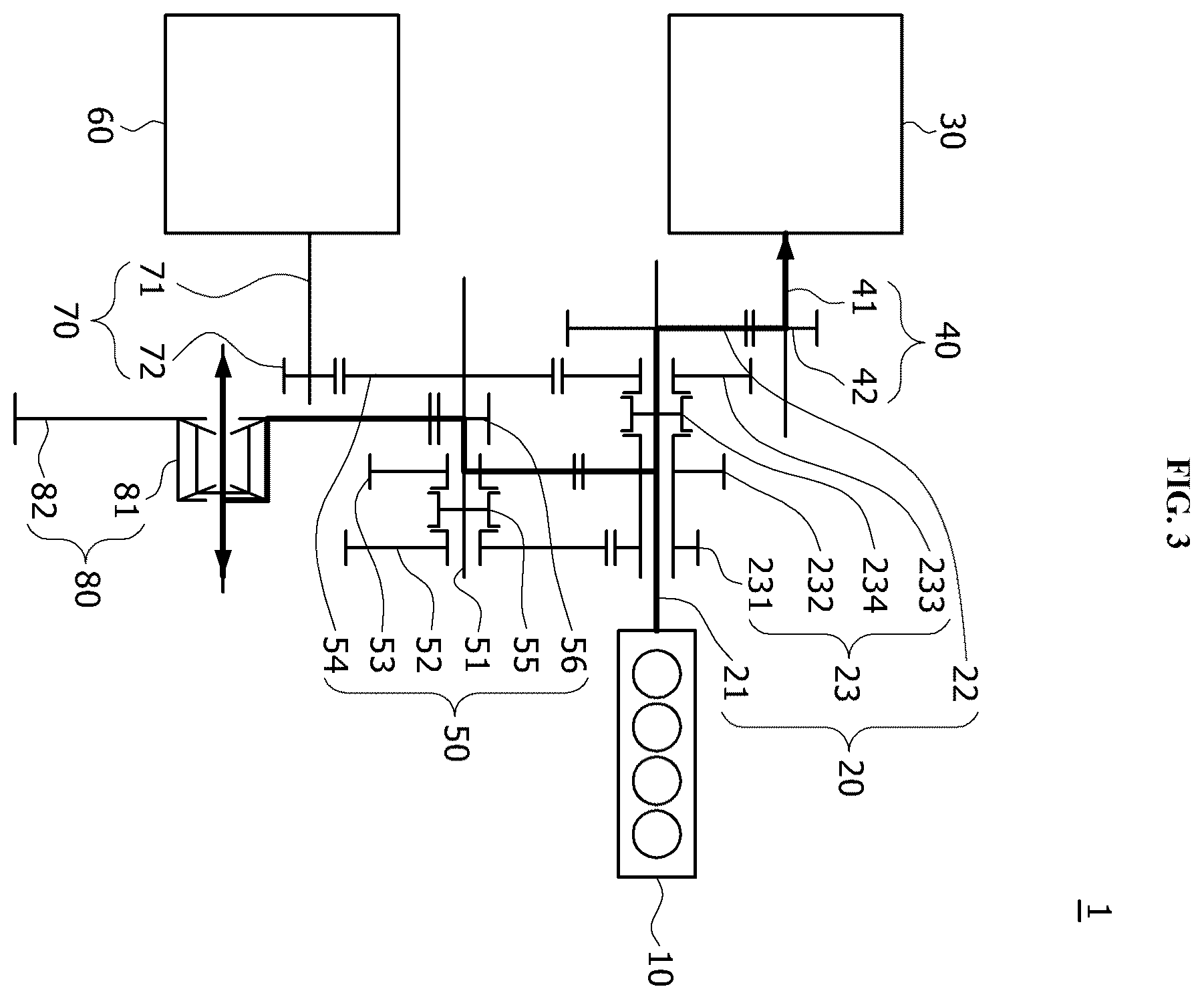 Patent US12552239 Figure 3 – Power transmission device for hybrid vehicle