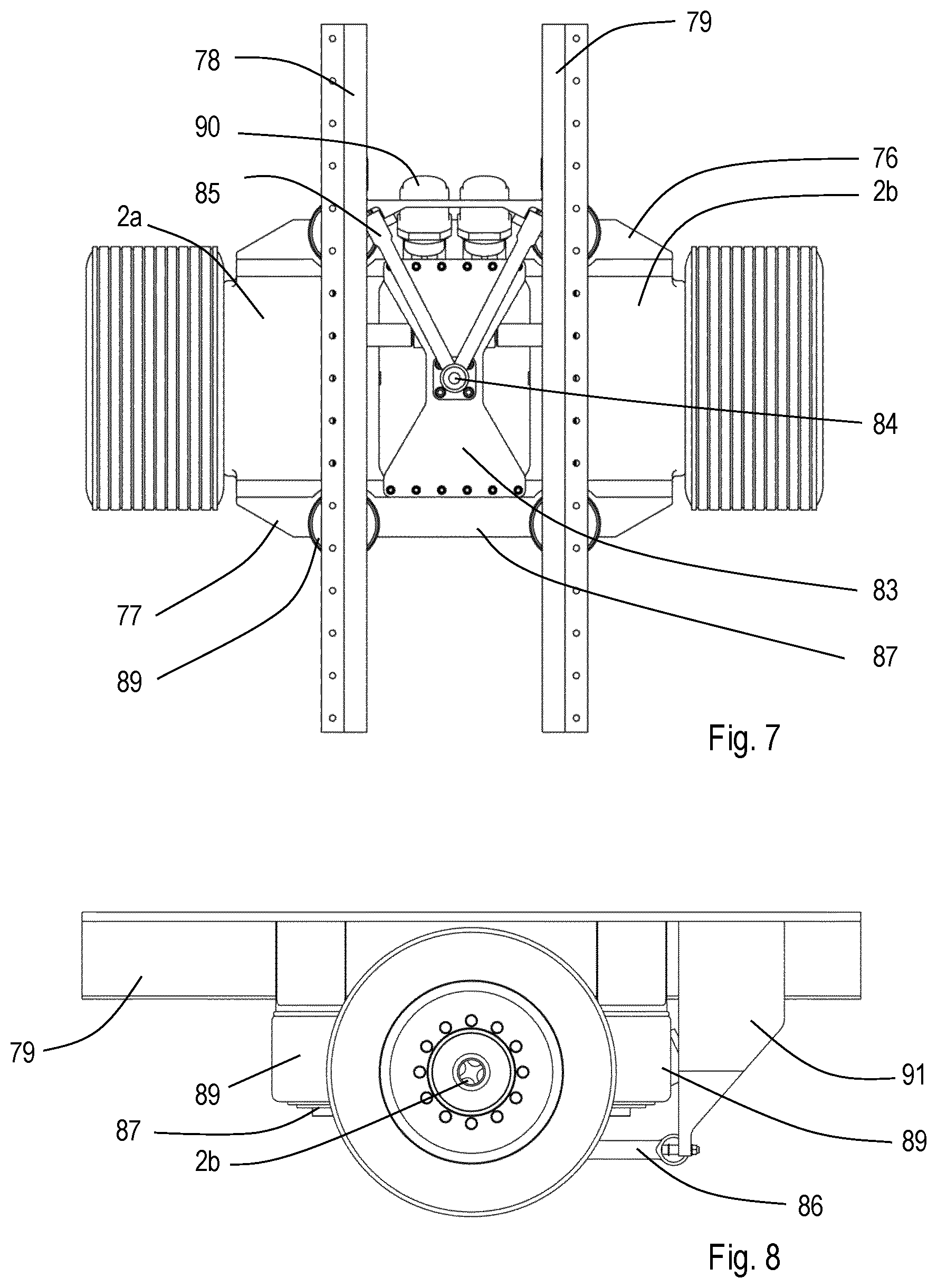 Patent US12552241 Figure 6 – Truck axle with direct drive electric motors