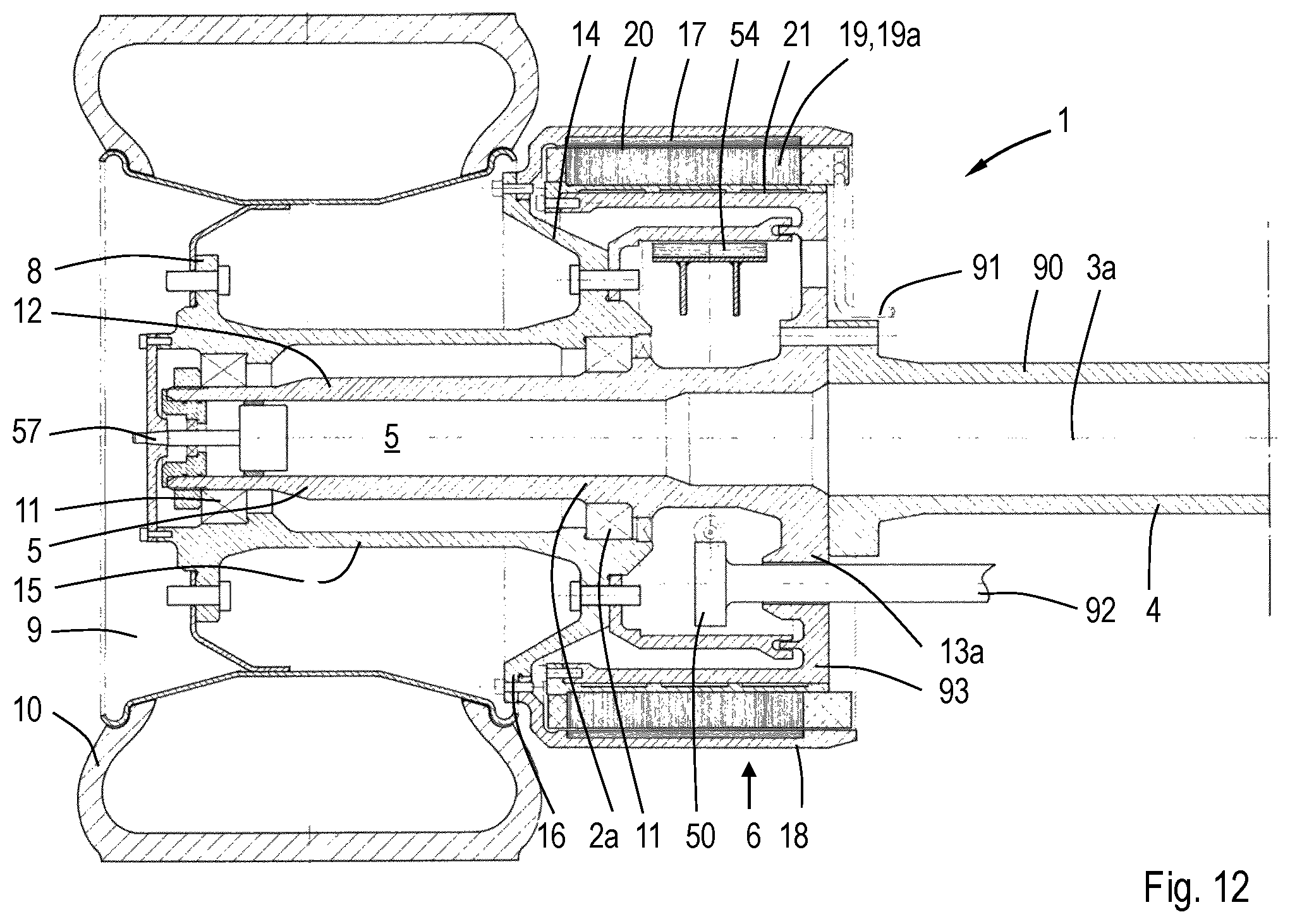 Patent US12552241 Figure 9 – Truck axle with direct drive electric motors