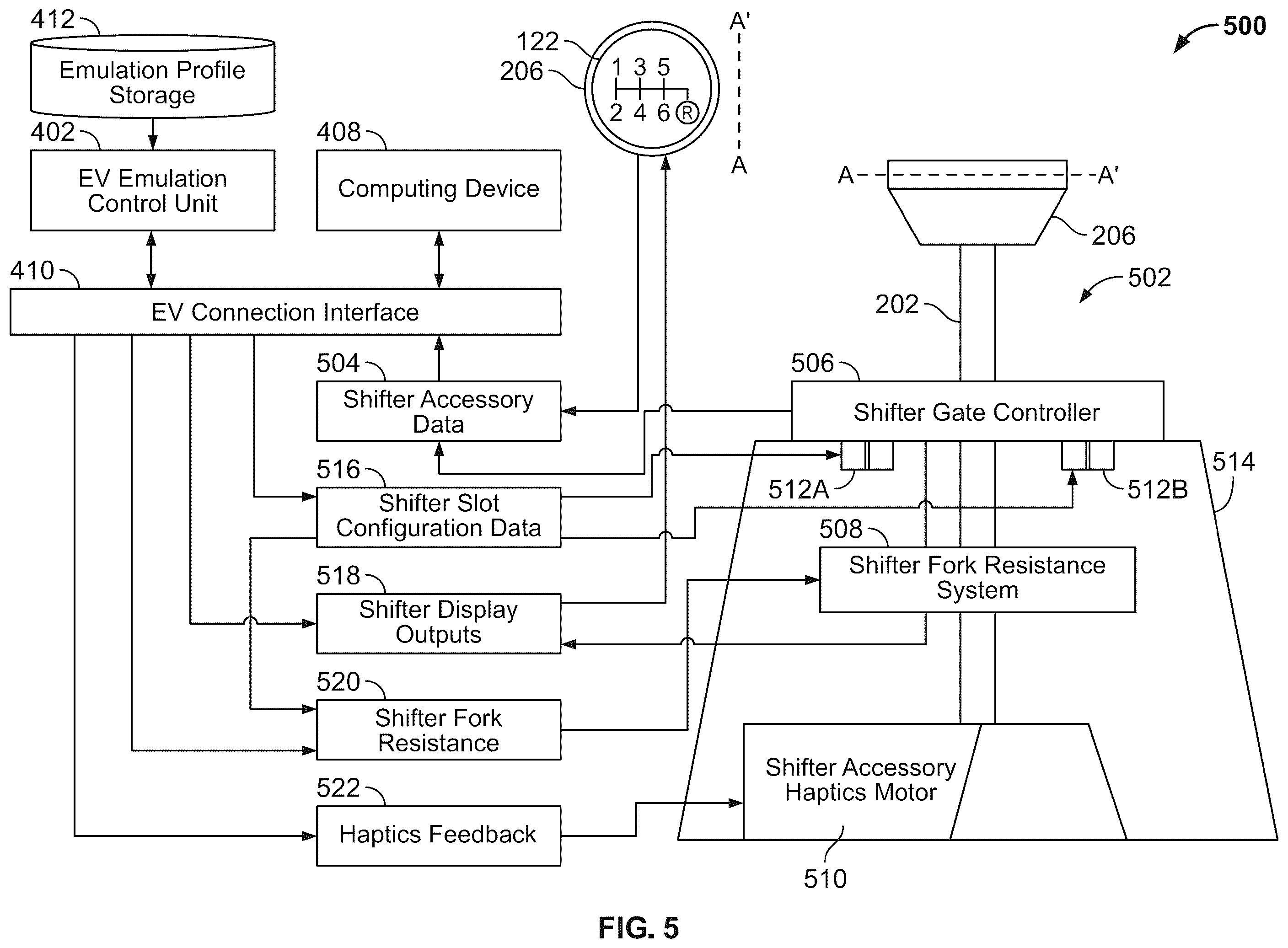 Patent US12552249 Figure 6 – Advanced gated shifter for vehicle manual and automatic transmission emulation