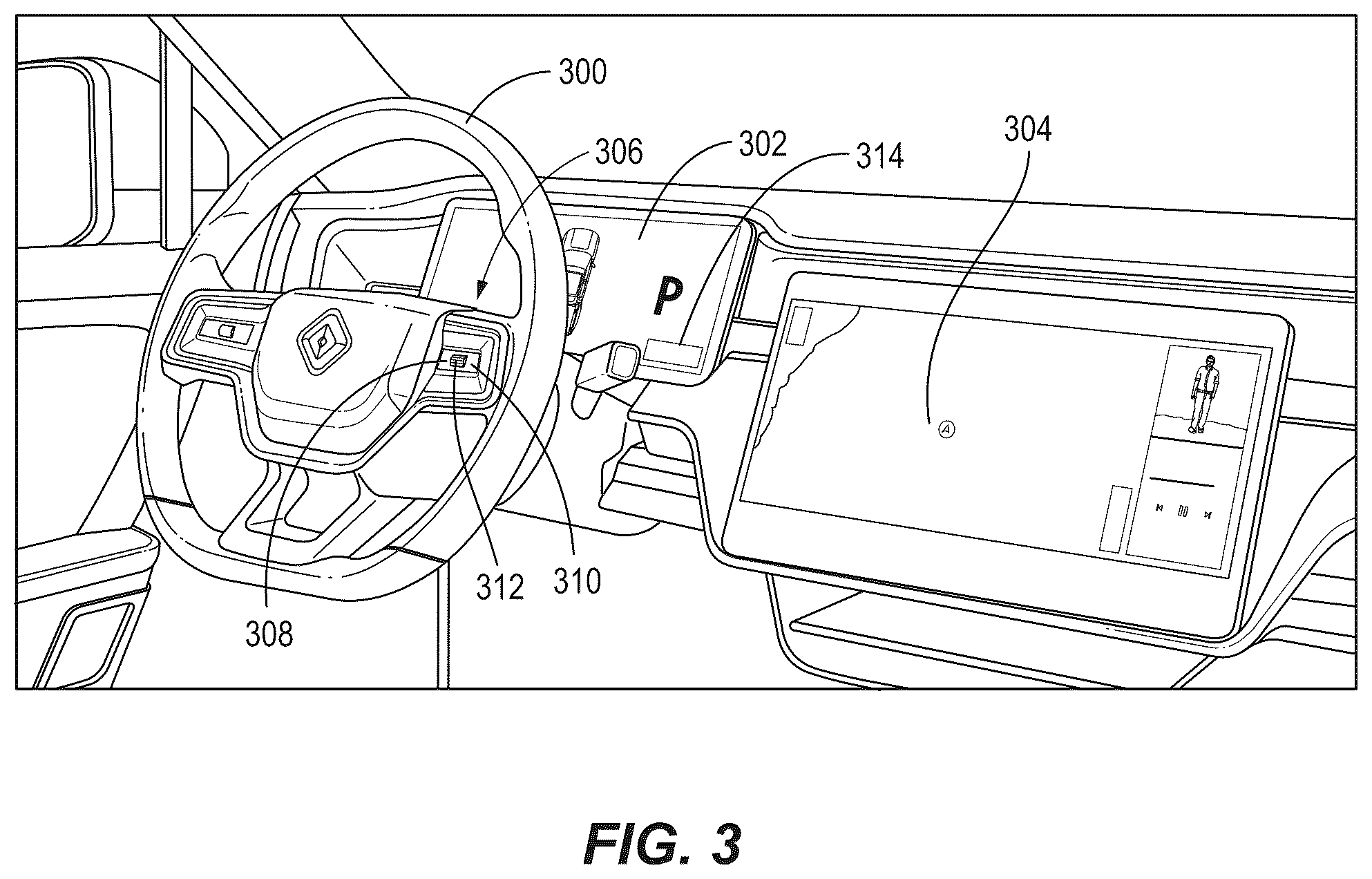 Patent US12552250 Figure 3 – Context-based mapping for physical vehicle controls