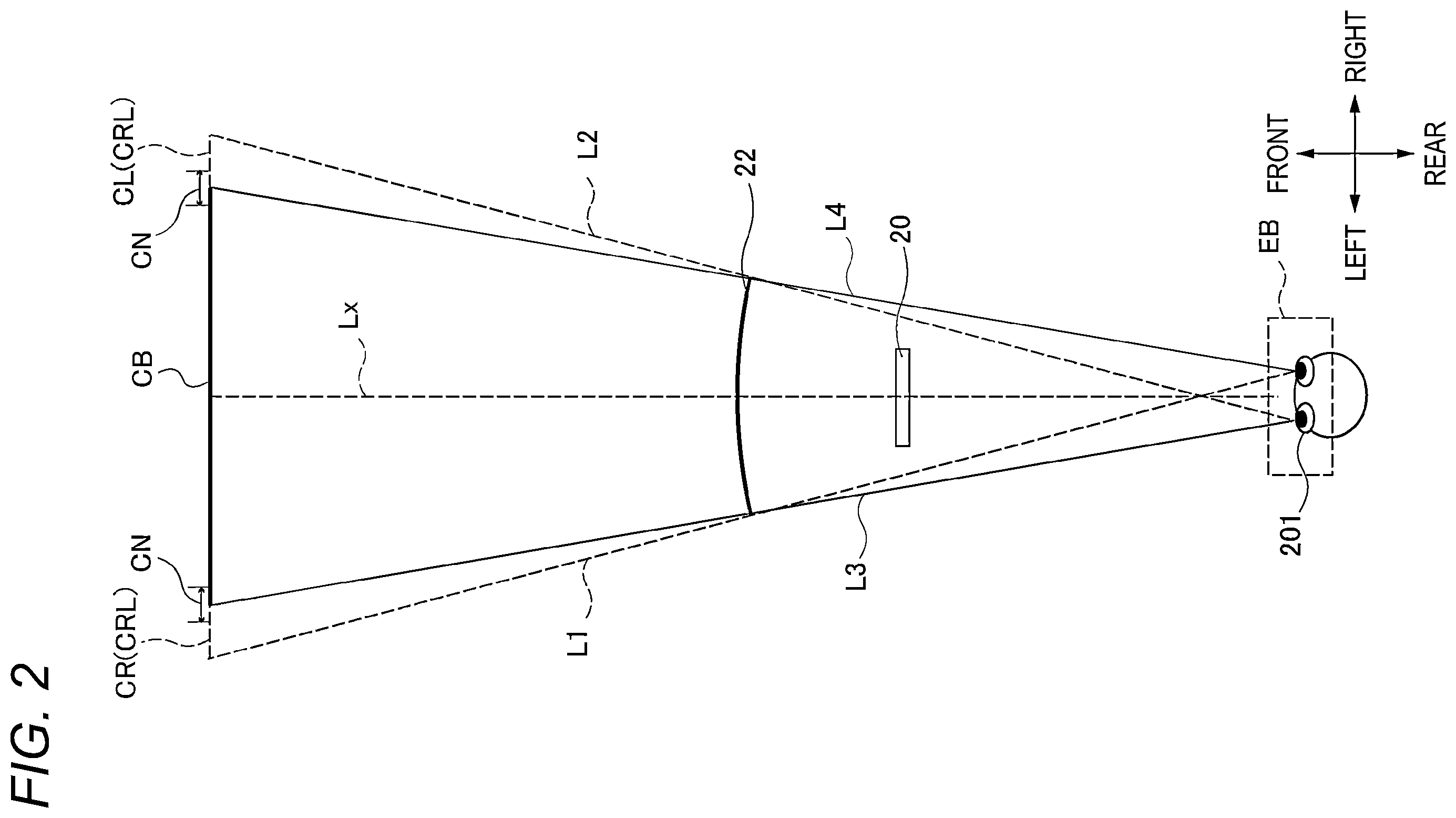Patent US12552251 Figure 2 – Vehicle display device