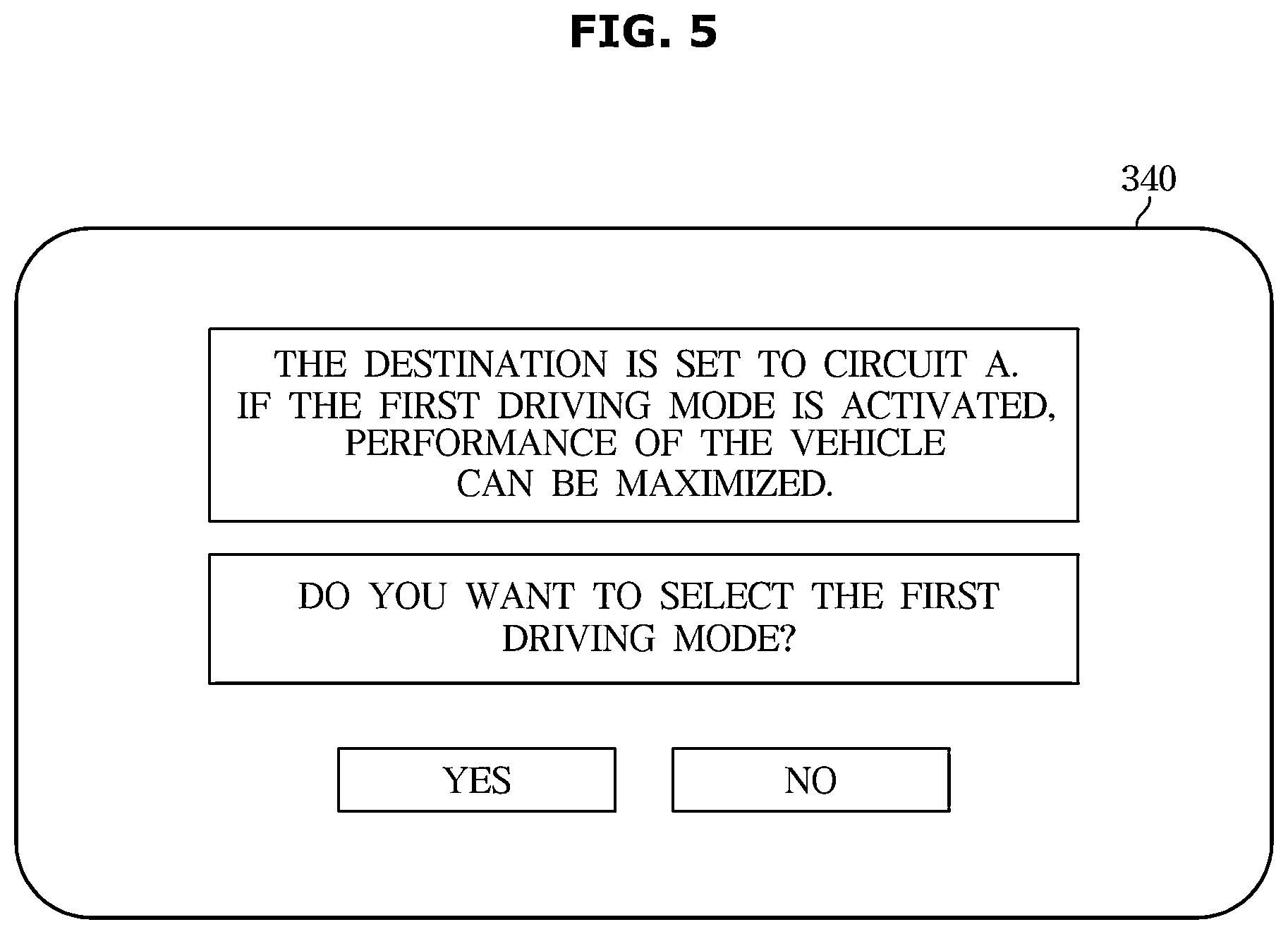 Patent US12552253 Figure 5 – Vehicle and a method of controlling a display to output a visual indication for inducing selection of a specific driving mode