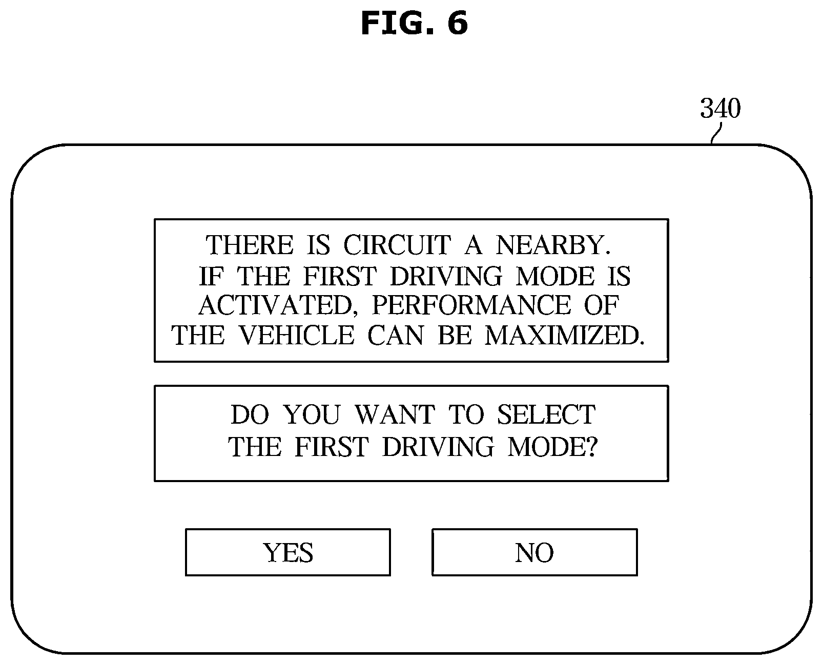Patent US12552253 Figure 6 – Vehicle and a method of controlling a display to output a visual indication for inducing selection of a specific driving mode