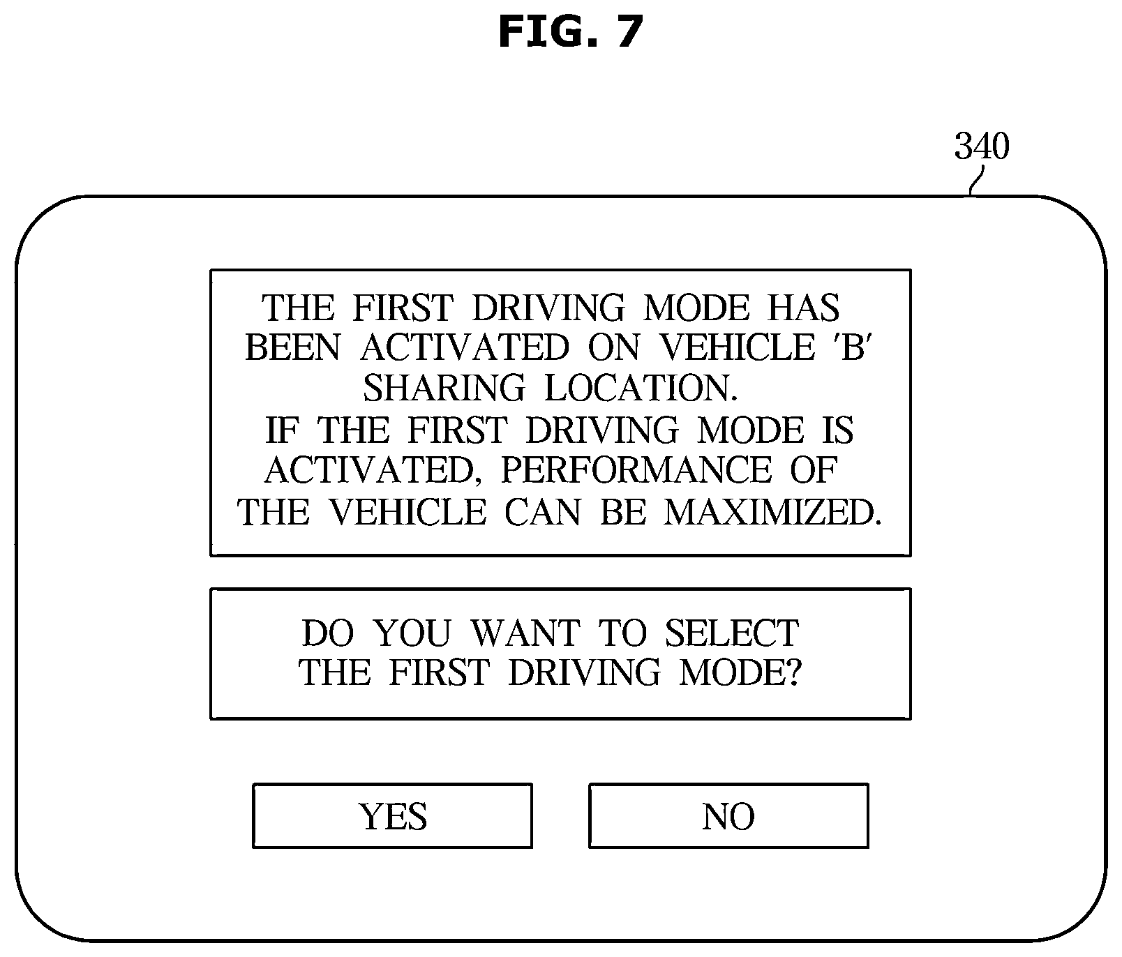 Patent US12552253 Figure 7 – Vehicle and a method of controlling a display to output a visual indication for inducing selection of a specific driving mode