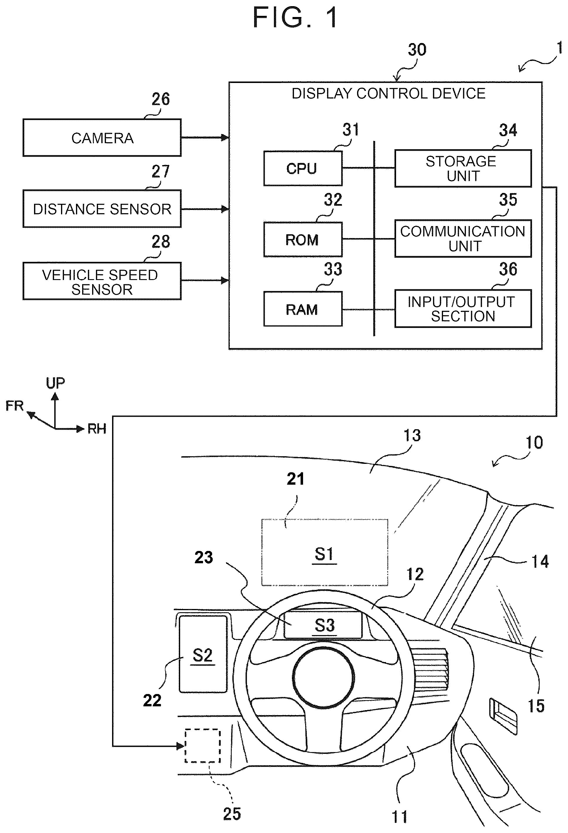 Patent US12552254 Figure 1 – Display control device, display system, and display control method