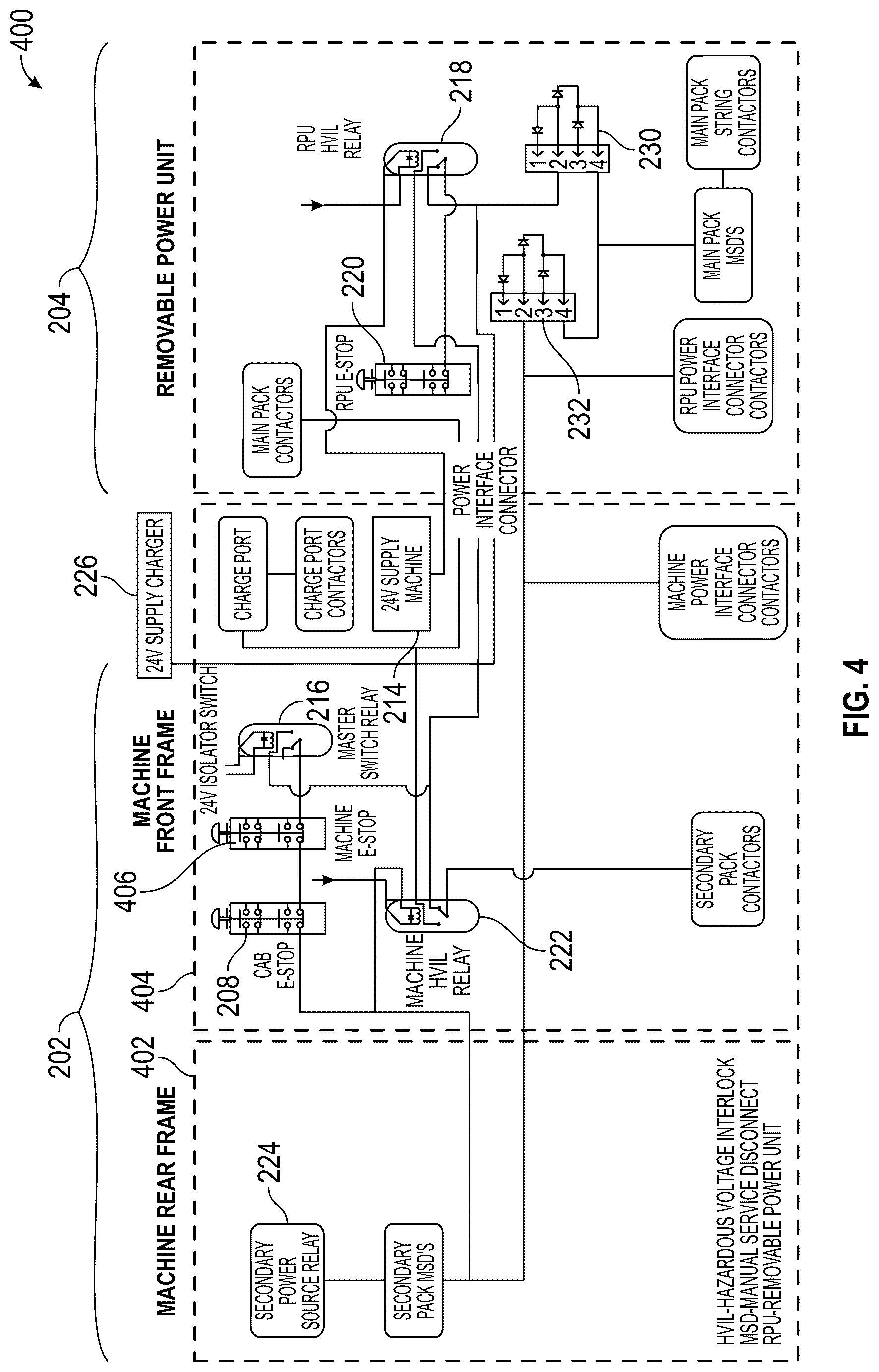 Patent US12552257 Figure 4 – Battery swapping control system for mobile electric machine