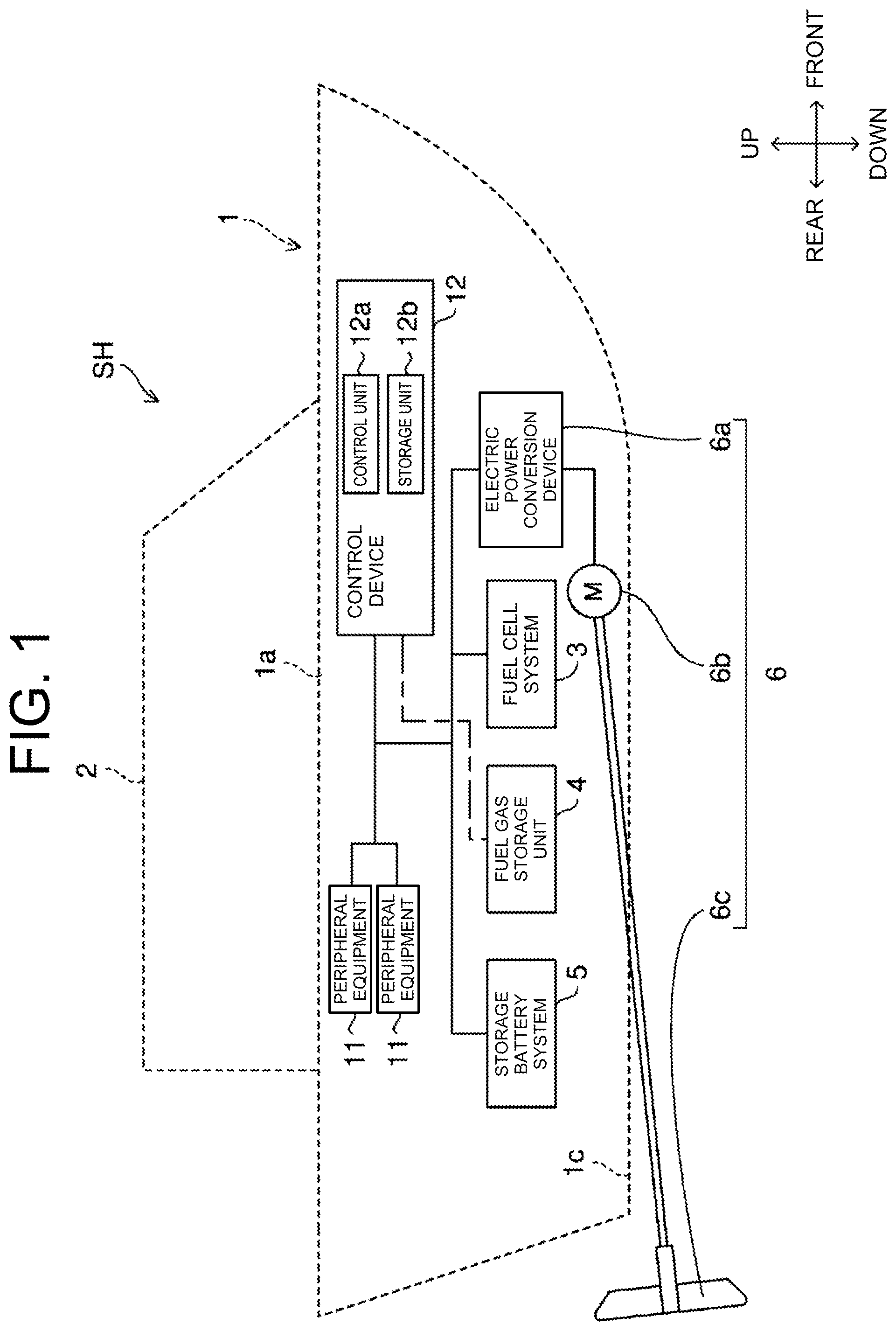 Patent US12552271 Figure 1 – Fuel cell ship