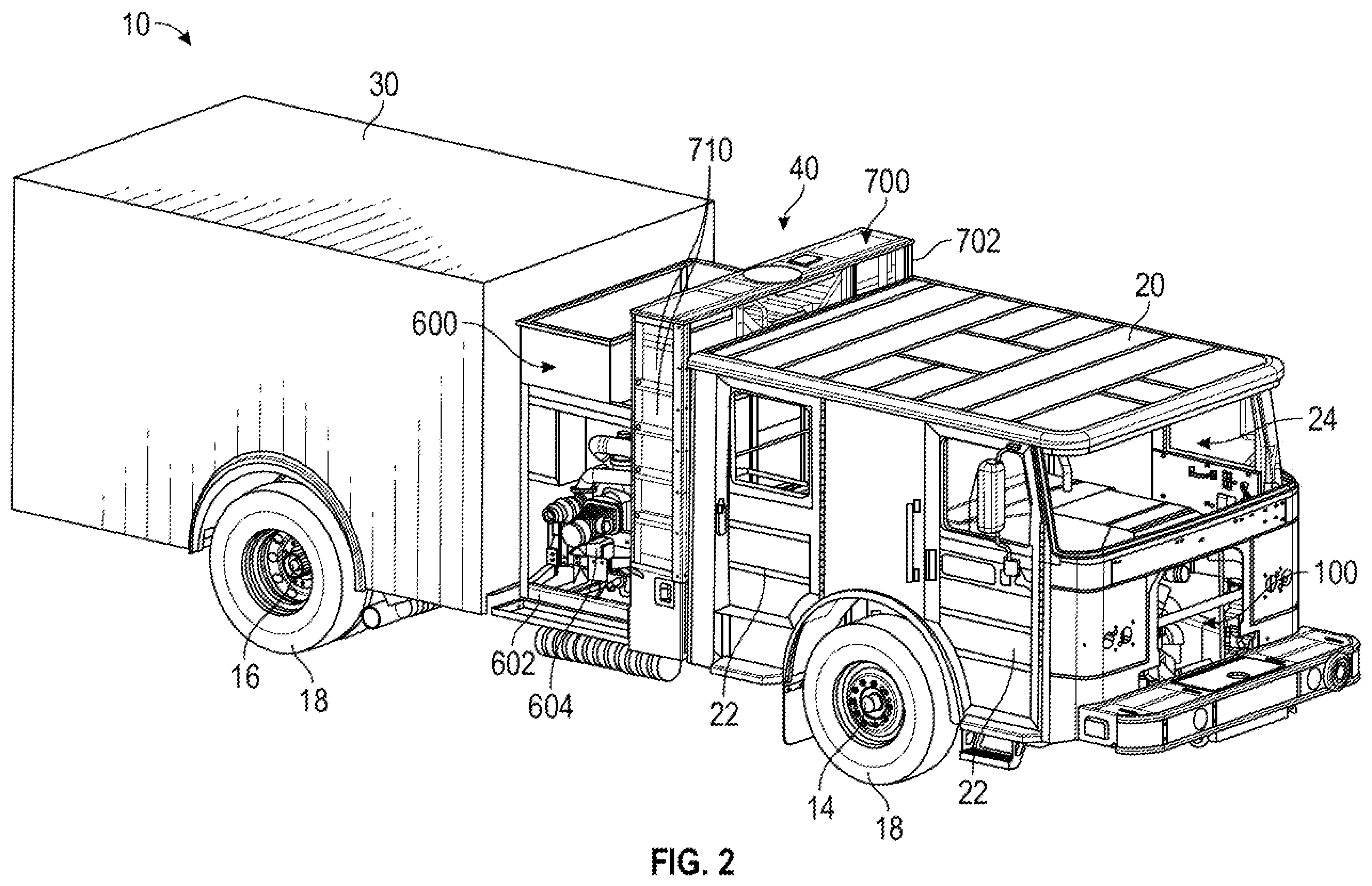 Patent US12552278 Figure 2 – Charging system for a fire fighting vehicle