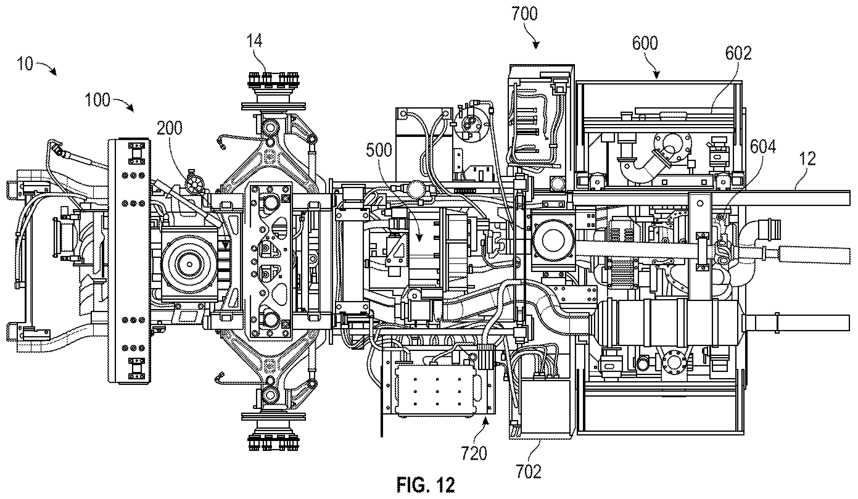 Patent US12552278 Figure 12 – Charging system for a fire fighting vehicle