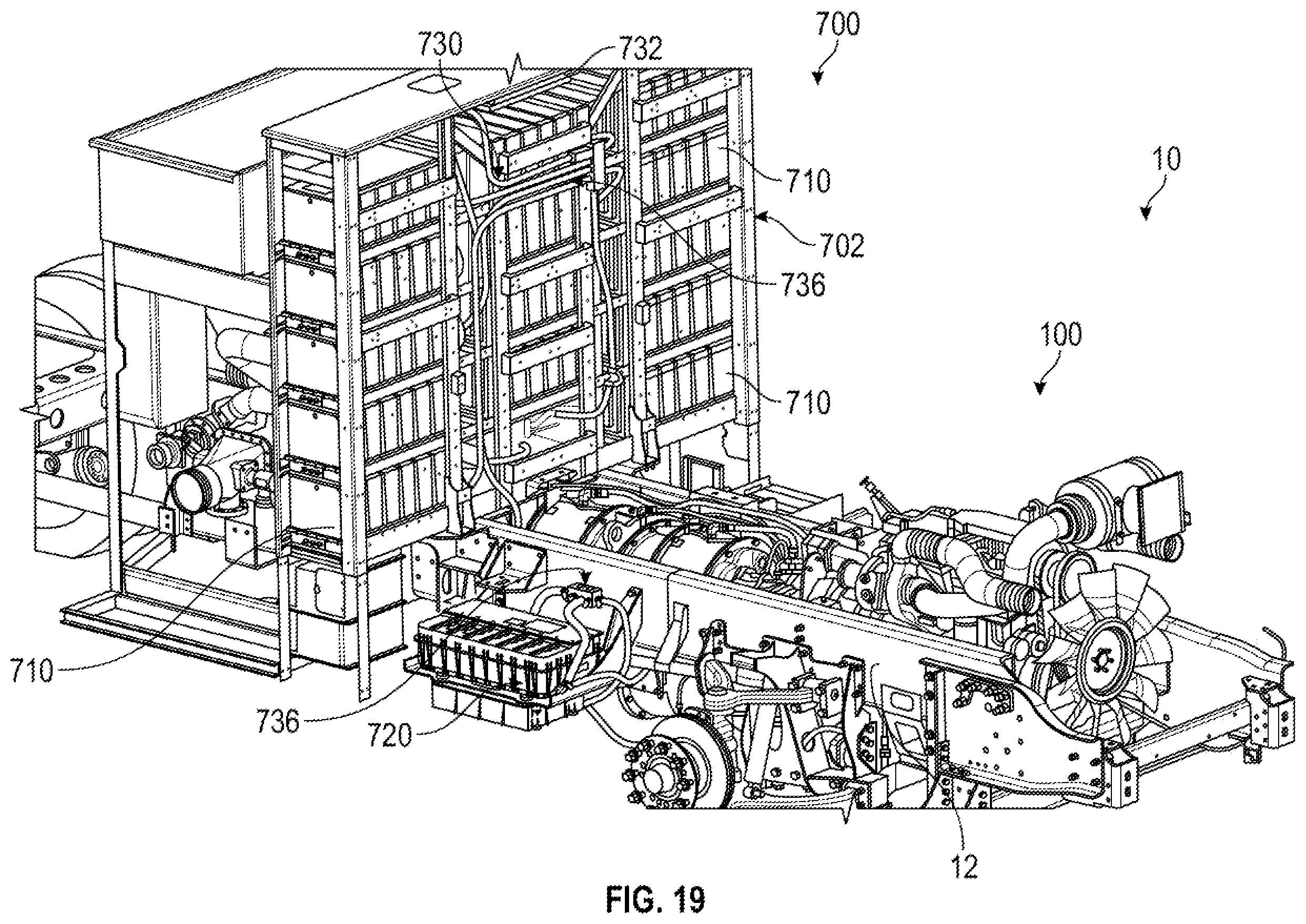 Patent US12552278 Figure 19 – Charging system for a fire fighting vehicle