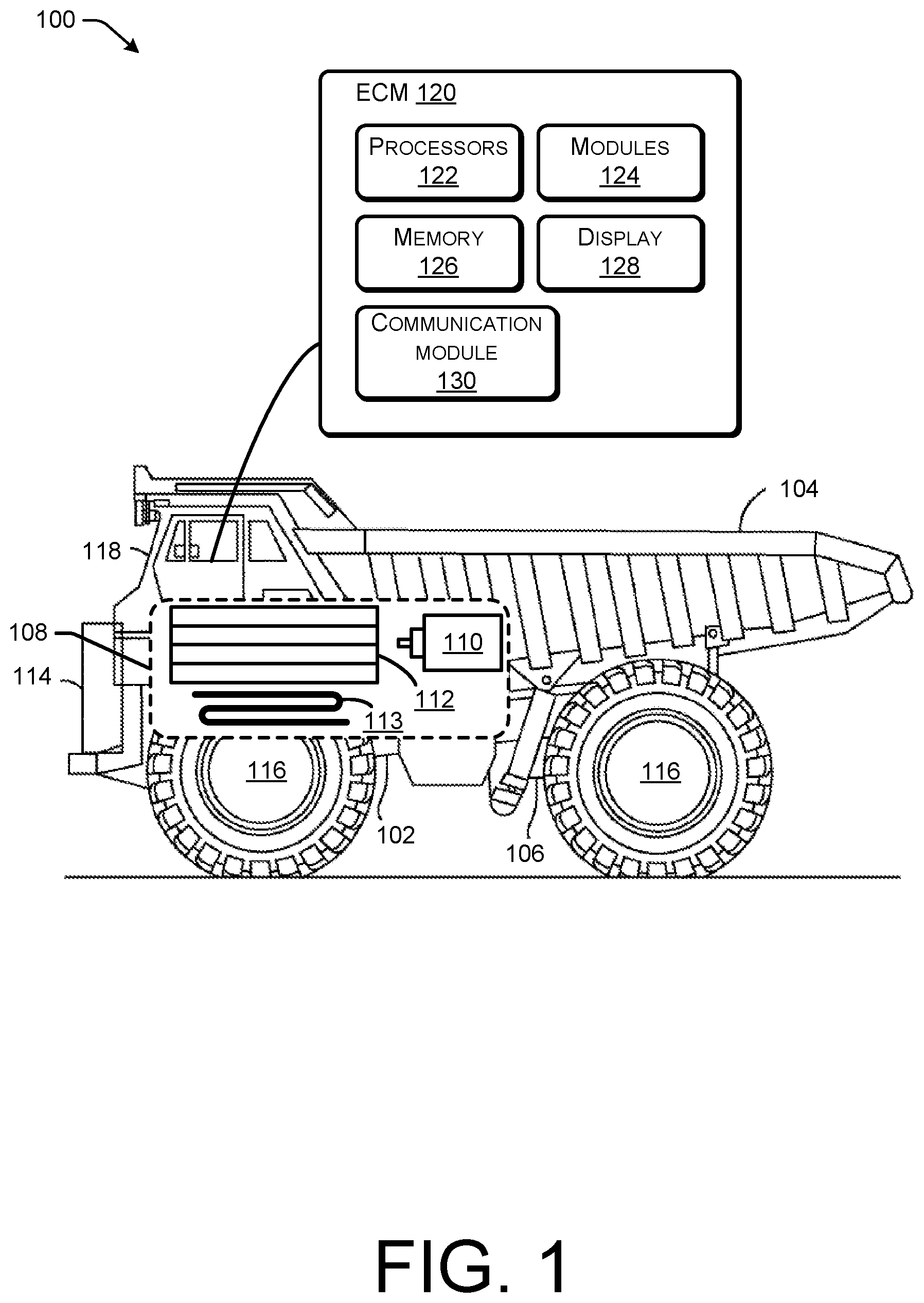 Patent US12552285 Figure 1 – System and method of exiting a low power mode for a battery electric machine