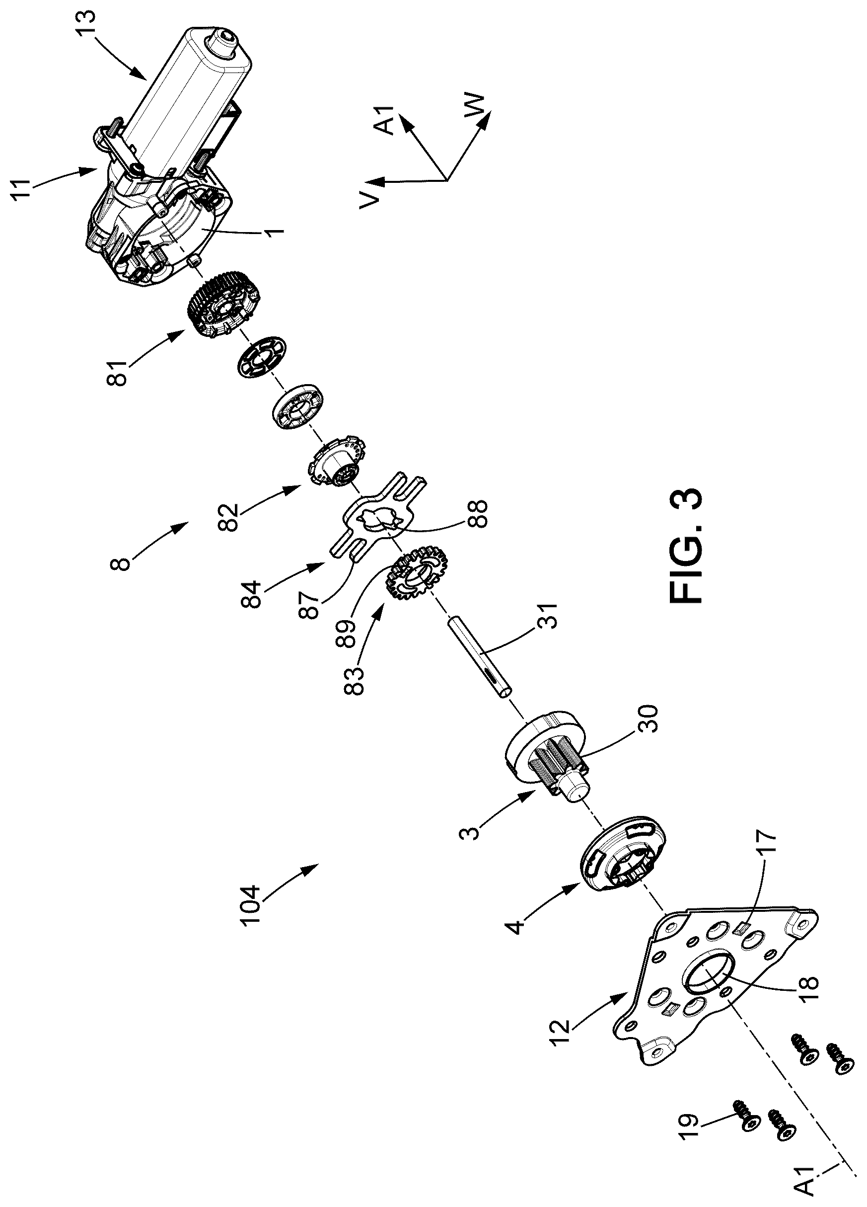 Patent US12552293 Figure 2 – Motorized drive device for raising a vehicle seat