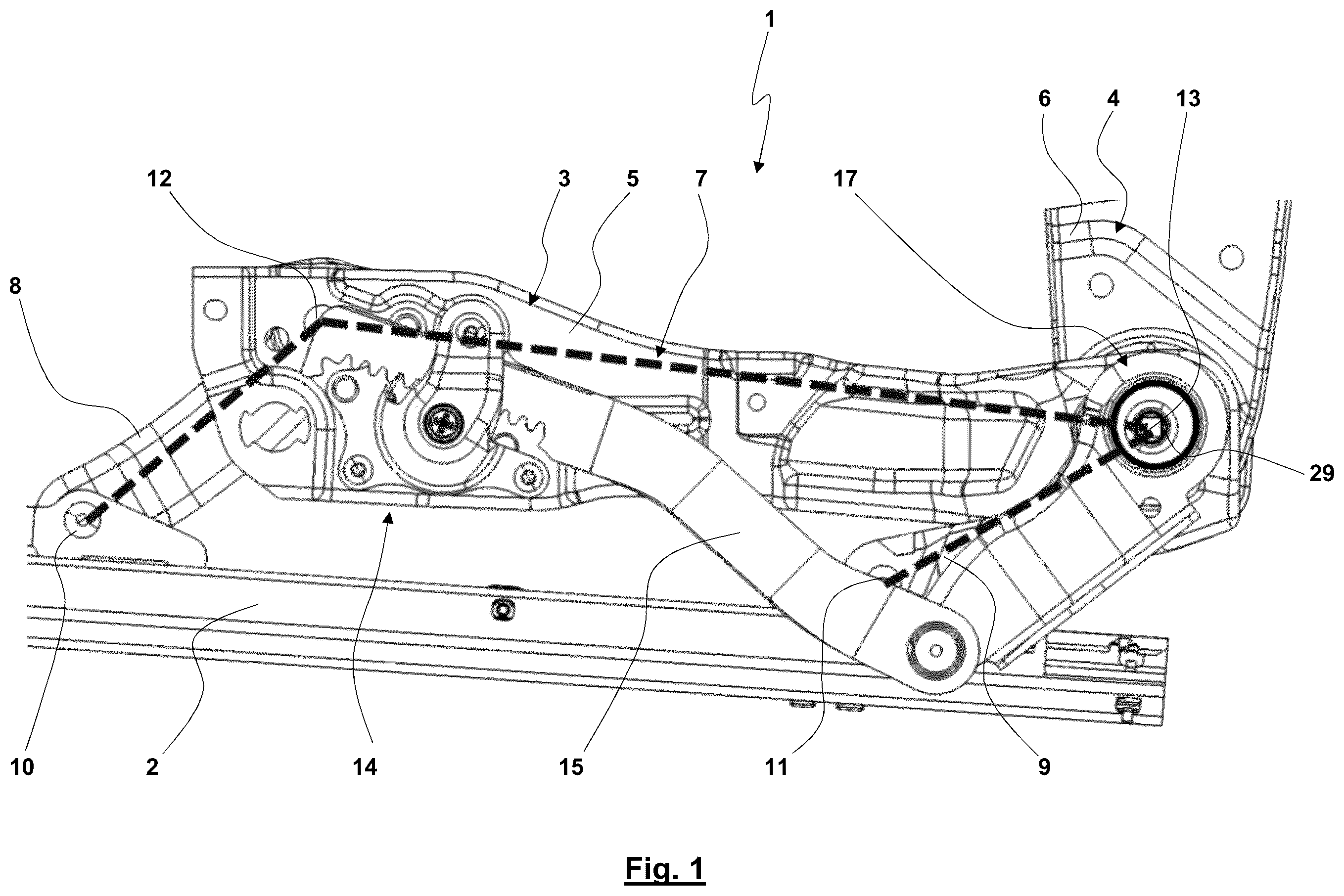 Patent US12552294 Figure 1 – Motor vehicle seat