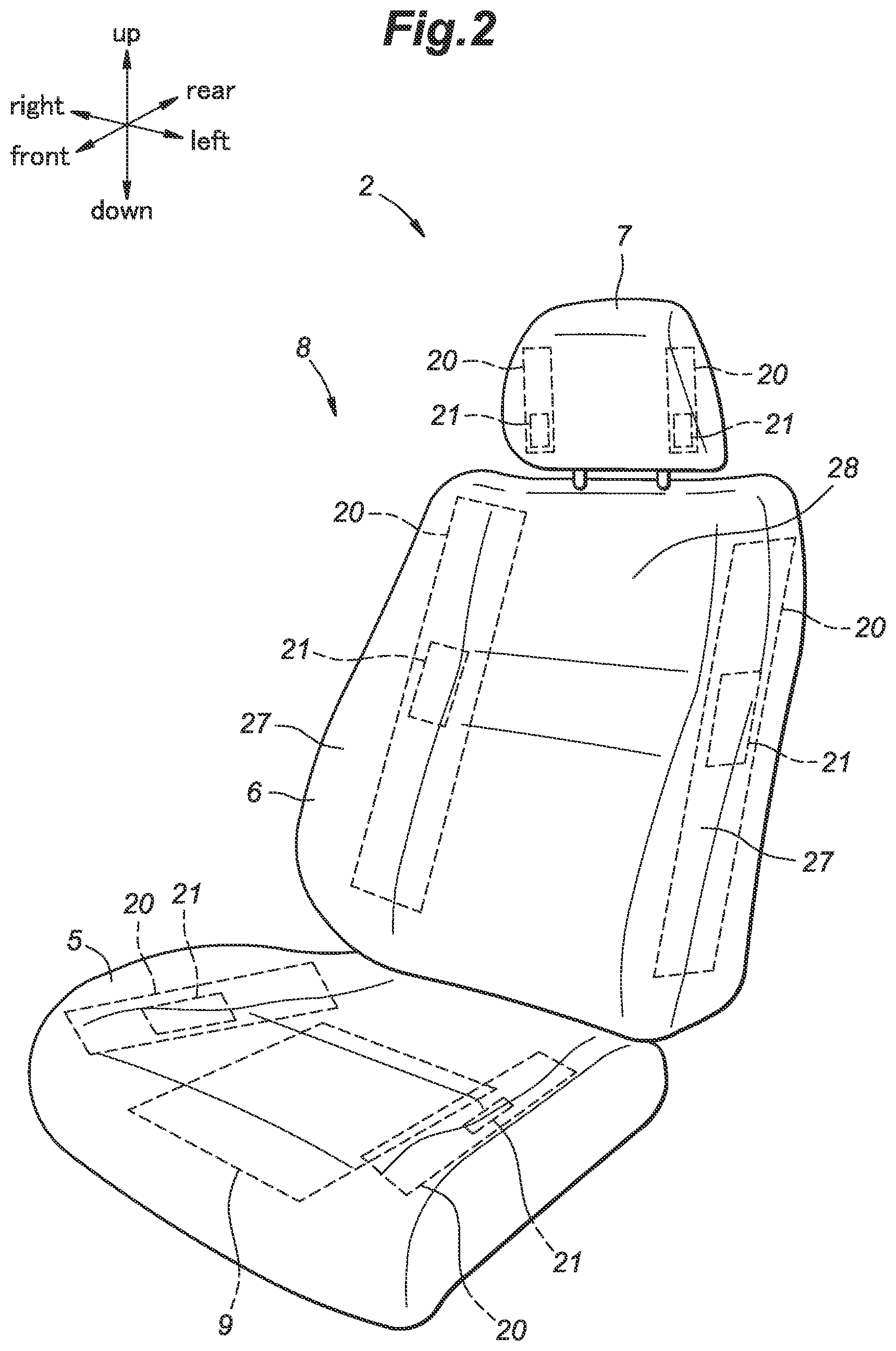 Patent US12552295 Figure 2 – Vehicle seat