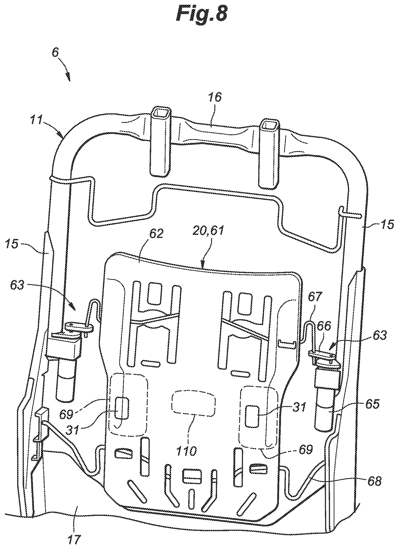 Patent US12552295 Figure 8 – Vehicle seat