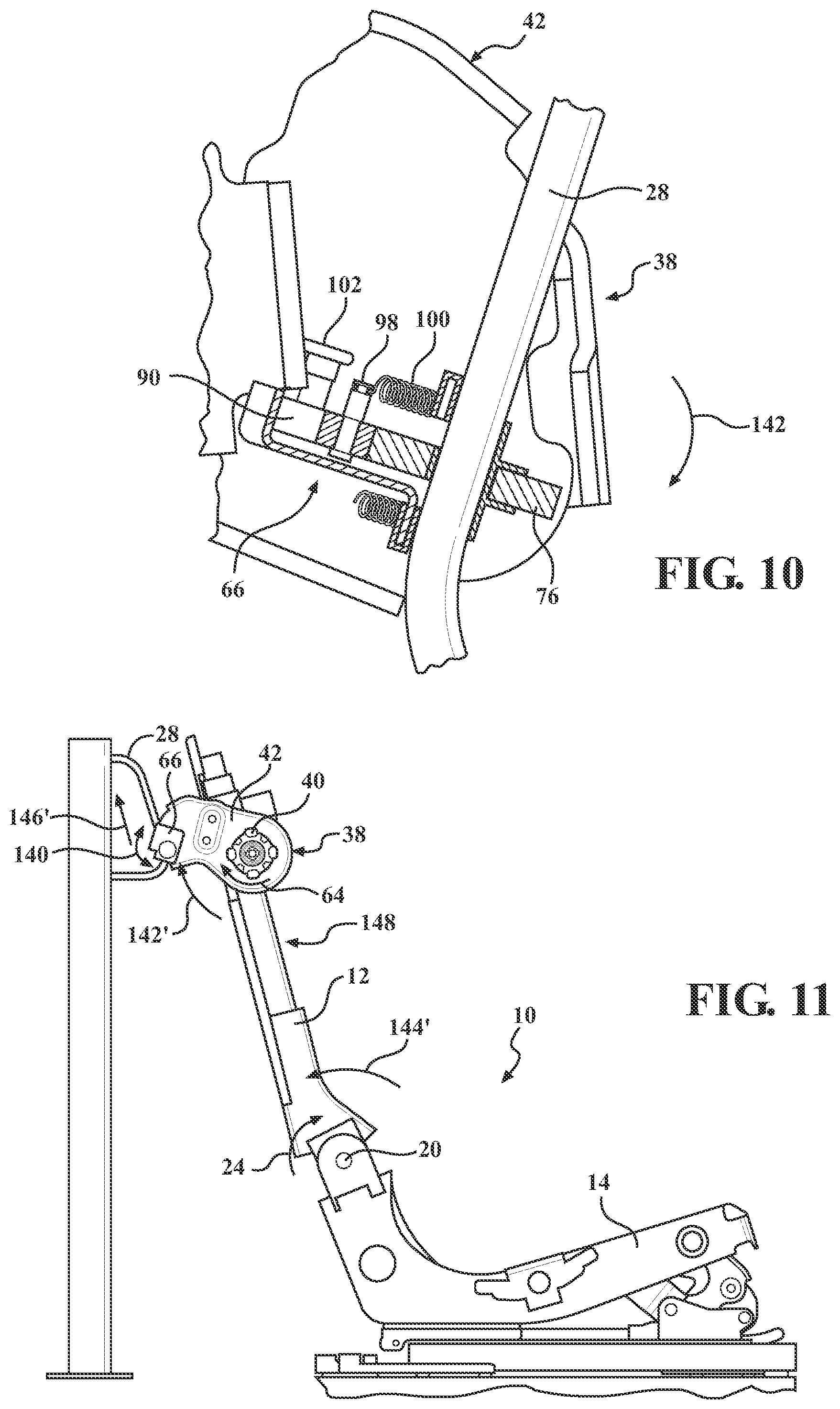 Patent US12552296 Figure 7 – High latch for a seat back with slouch locking feature