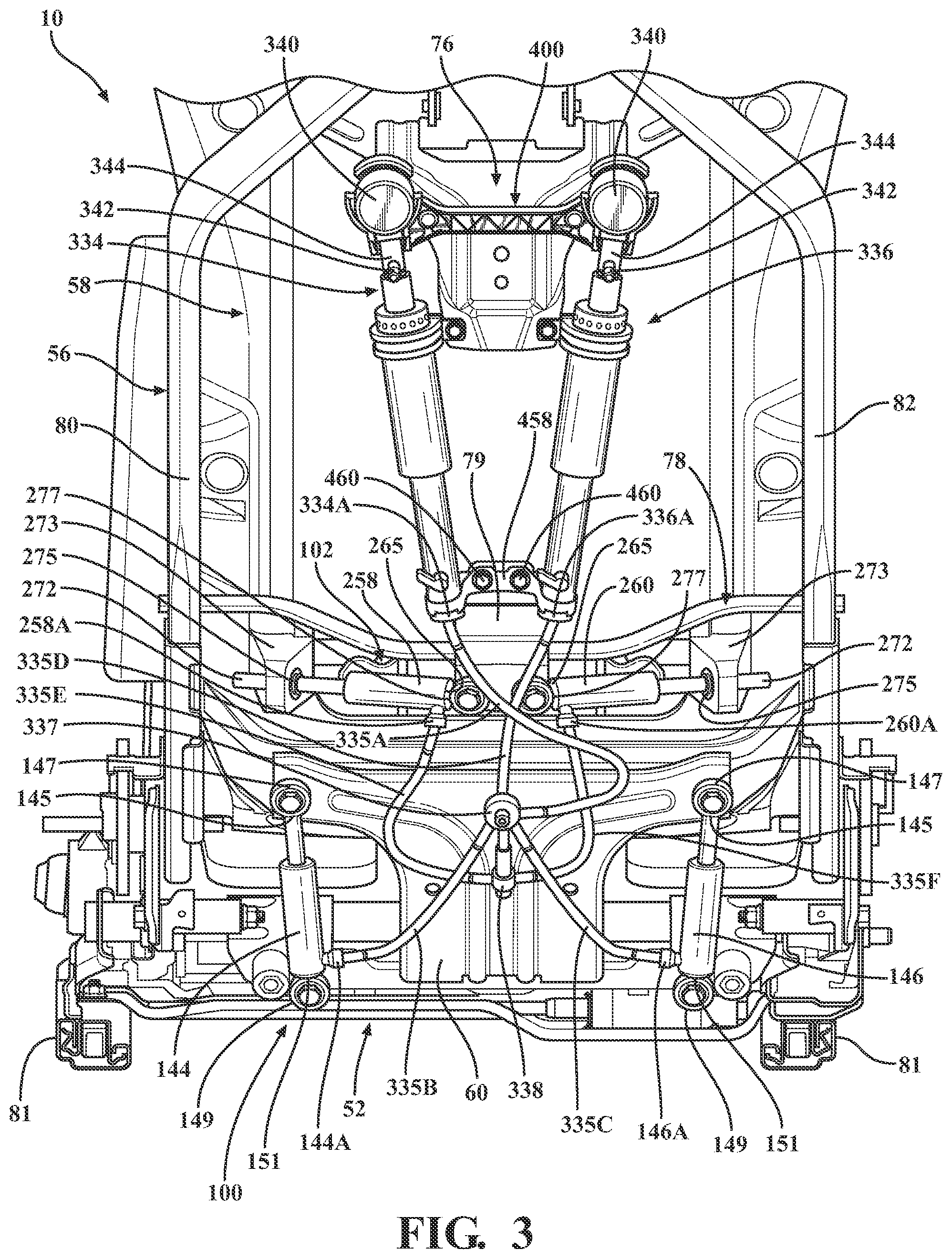 Patent US12552297 Figure 3 – Locator brackets for fluid reservoirs, and seat assemblies and vehicle including the same