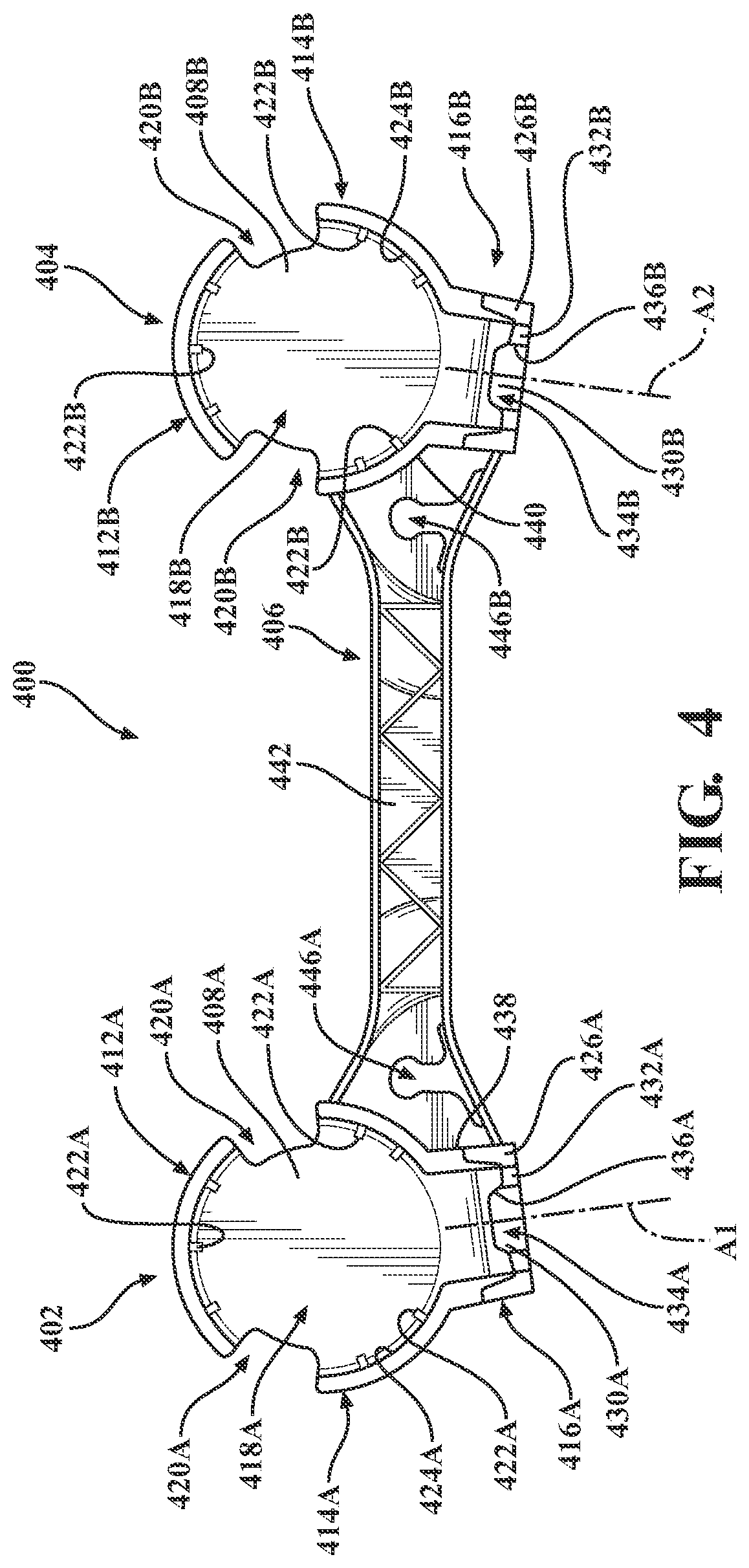 Patent US12552297 Figure 4 – Locator brackets for fluid reservoirs, and seat assemblies and vehicle including the same
