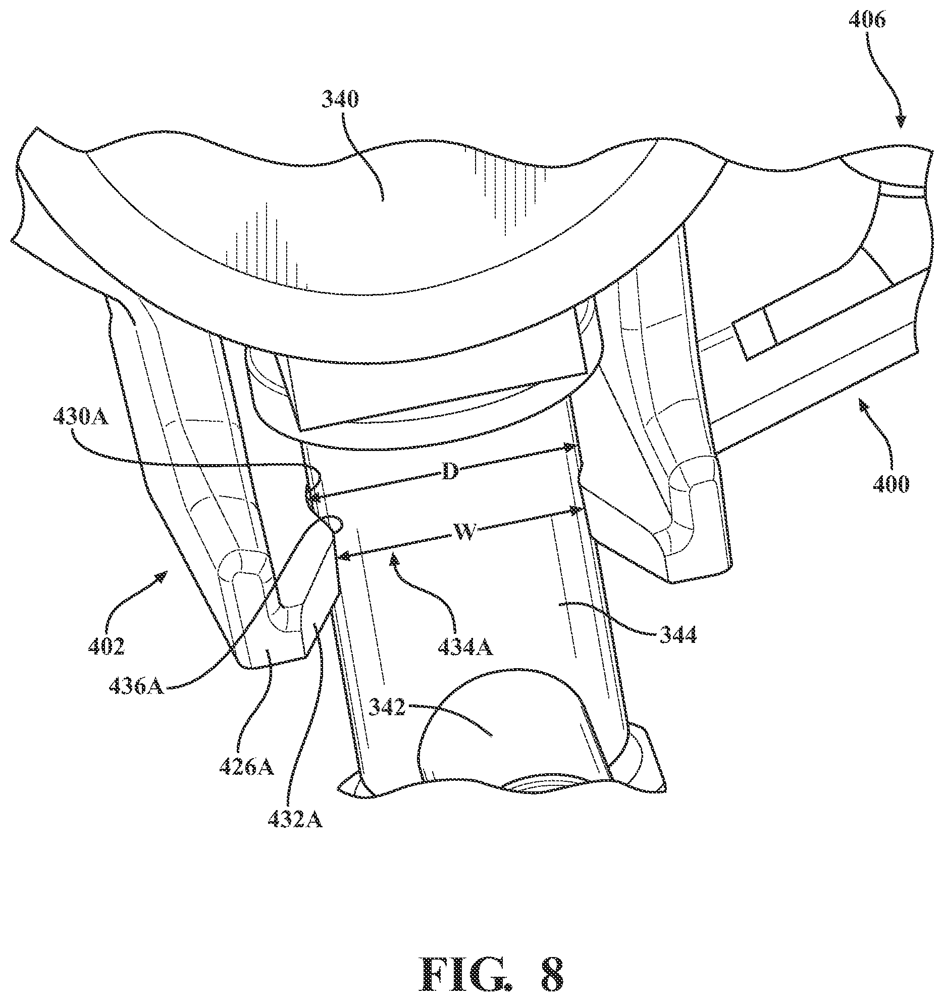 Patent US12552297 Figure 7 – Locator brackets for fluid reservoirs, and seat assemblies and vehicle including the same